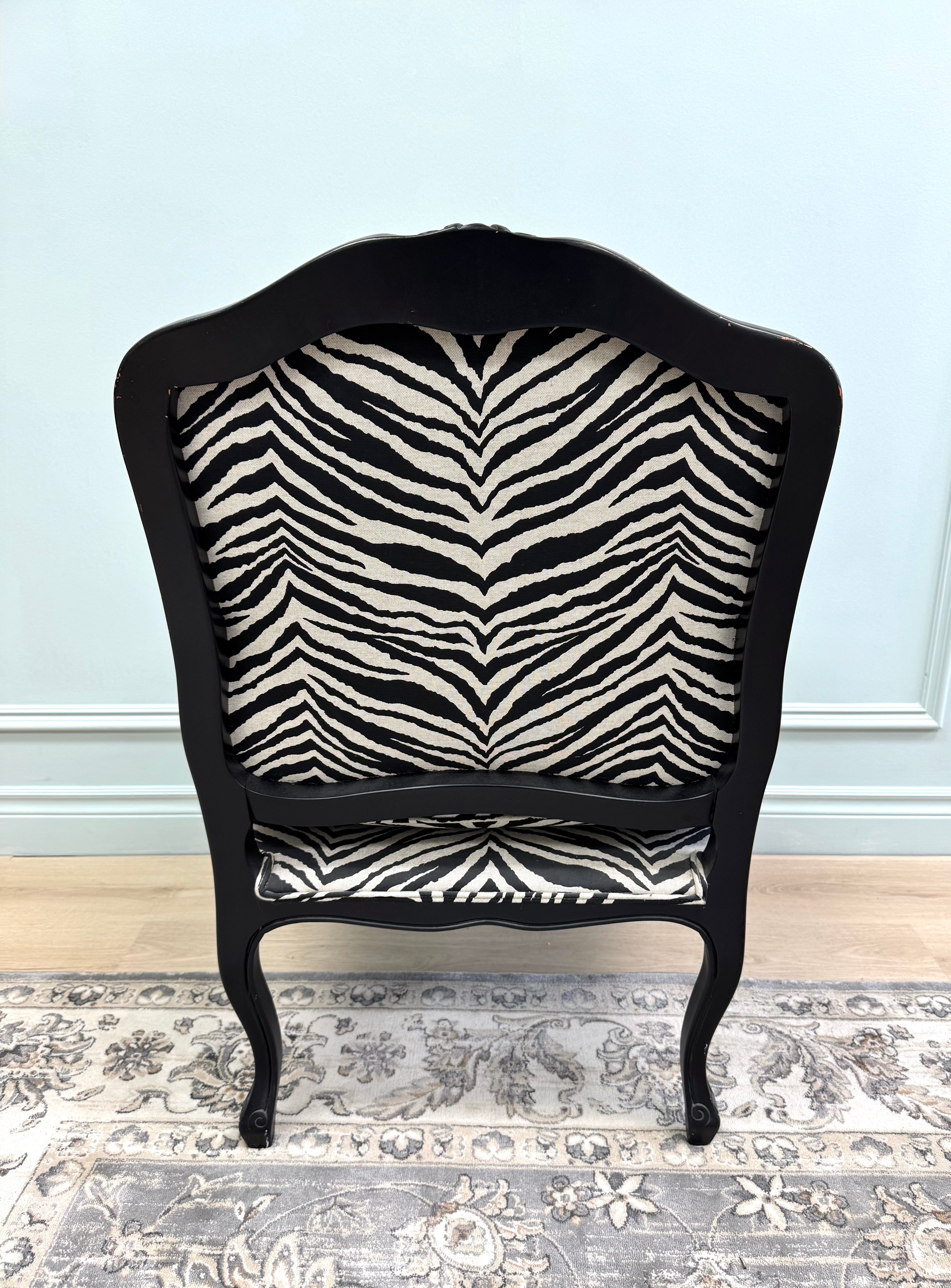 Zebra Linen Bergere Chair