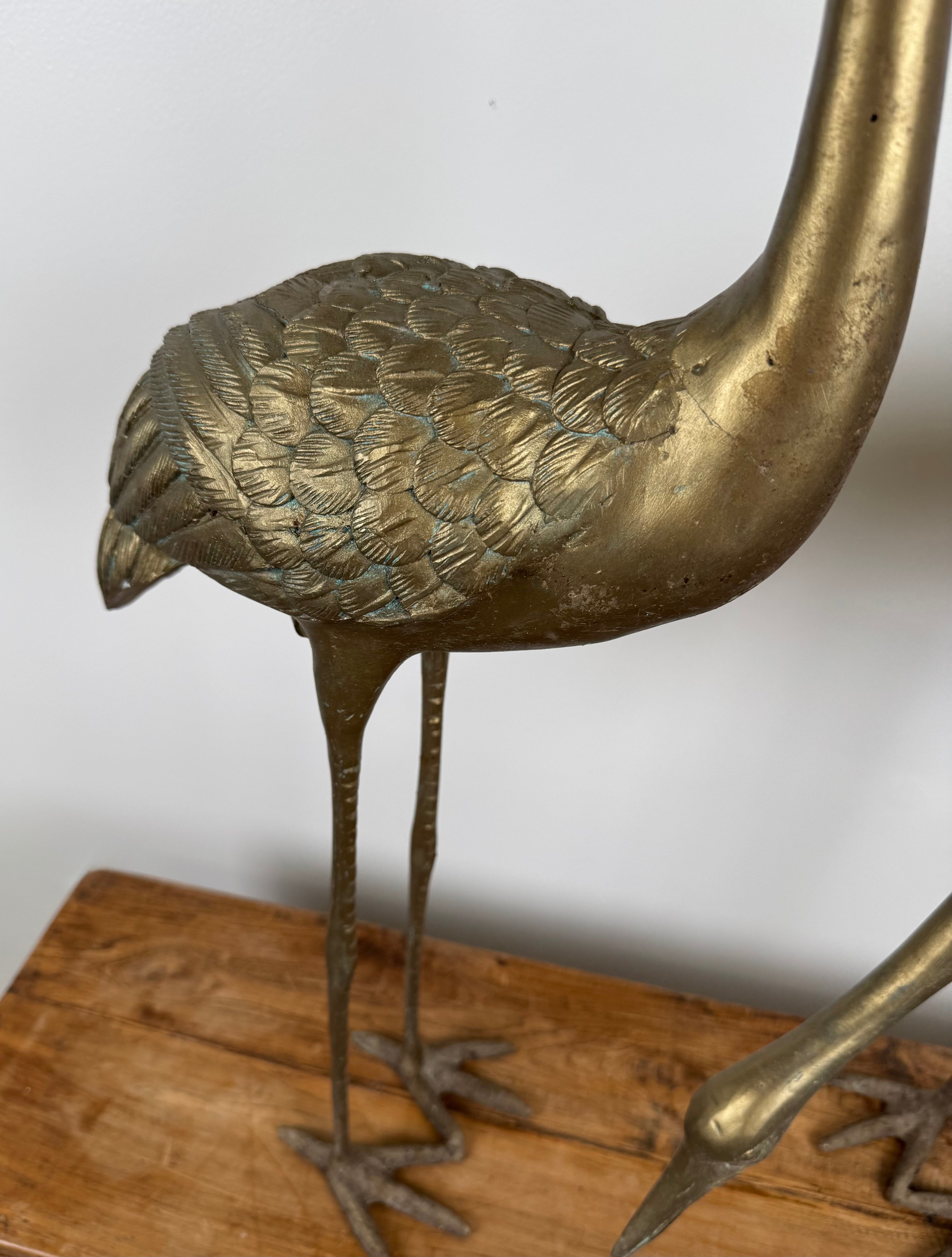 Vintage Brass Garden Cranes Set of 2