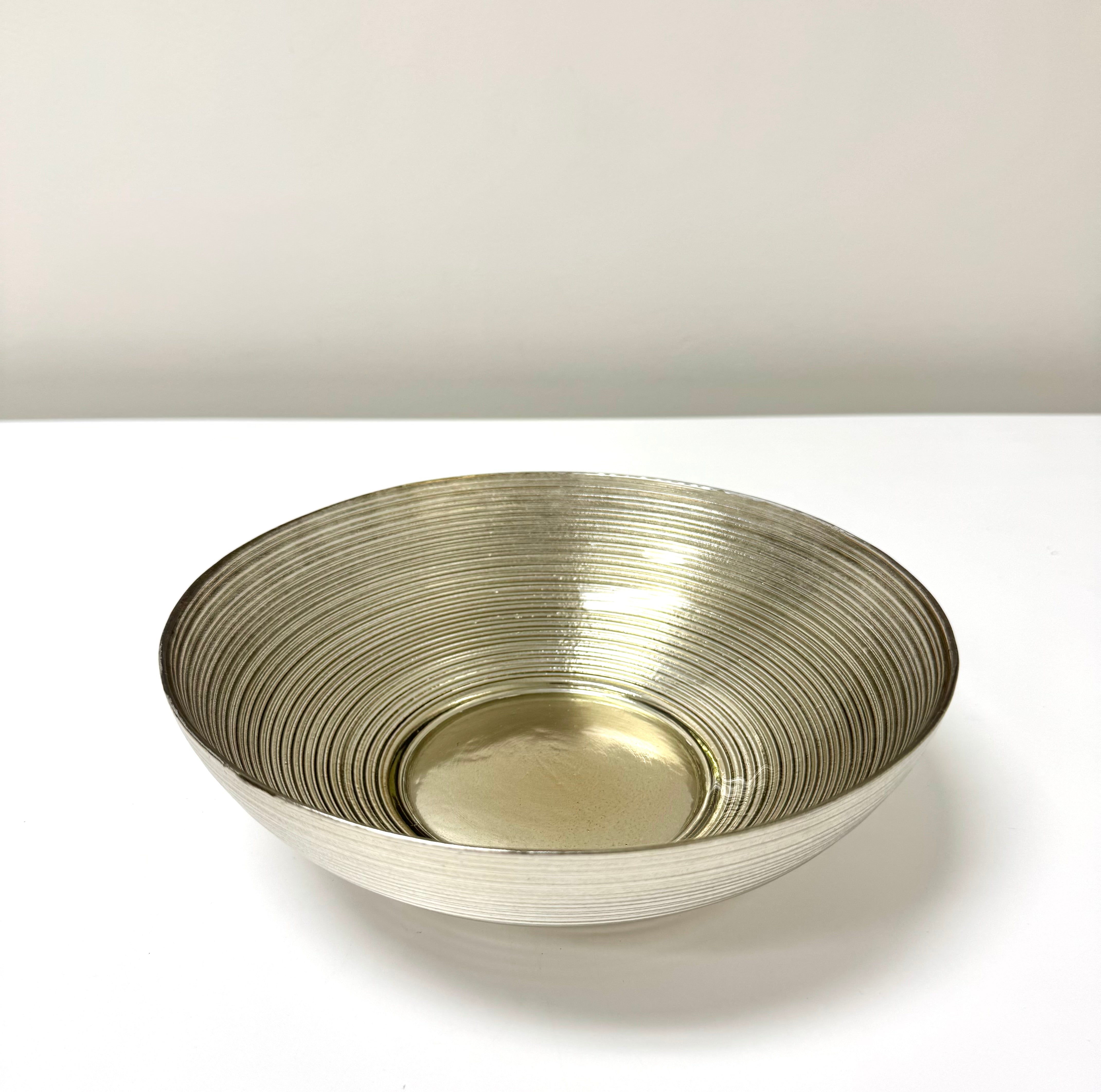 Ribbed Silver Glass Bowl