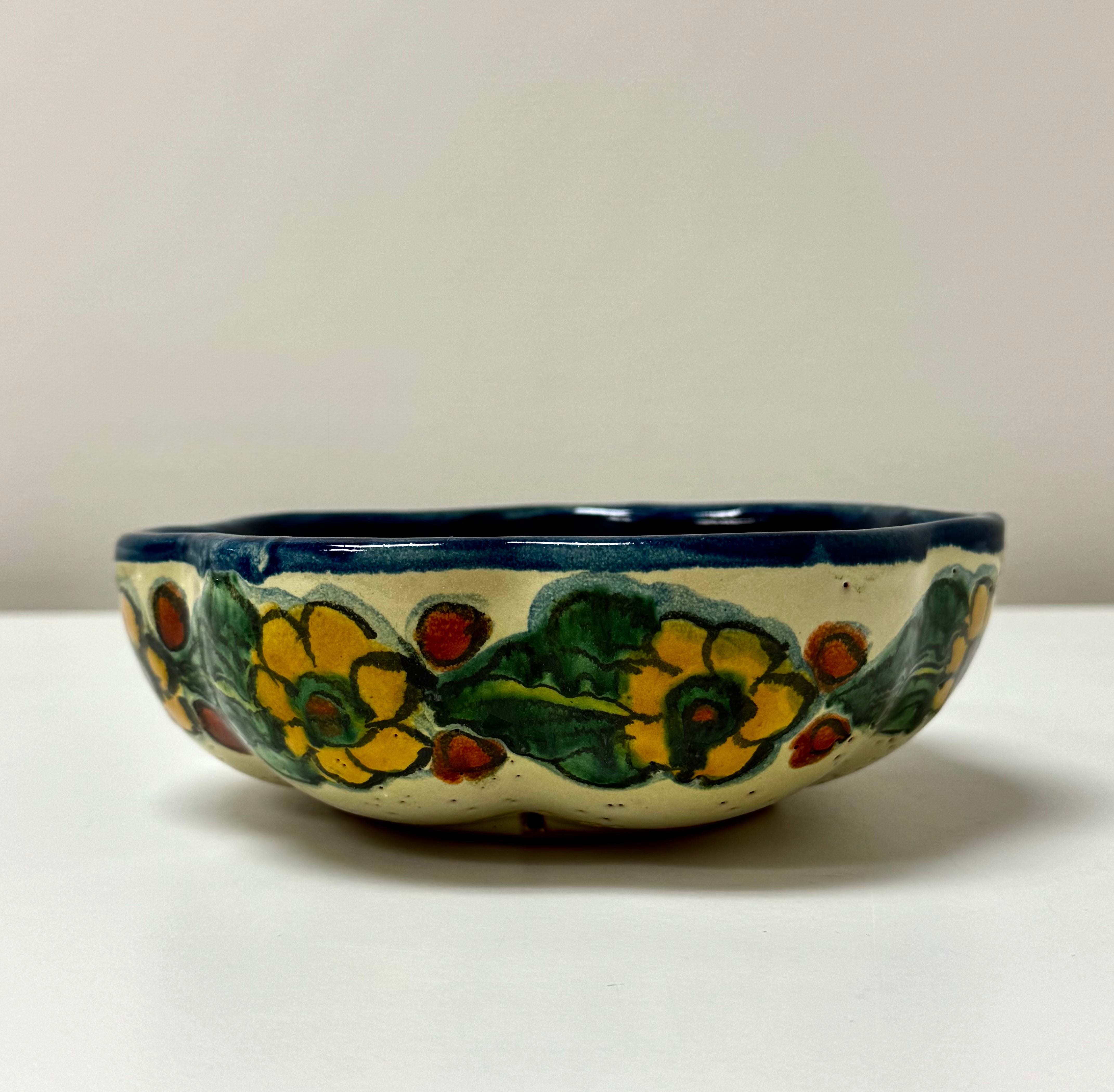 Vintage Talavera Hand-painted Sunflower Bowl