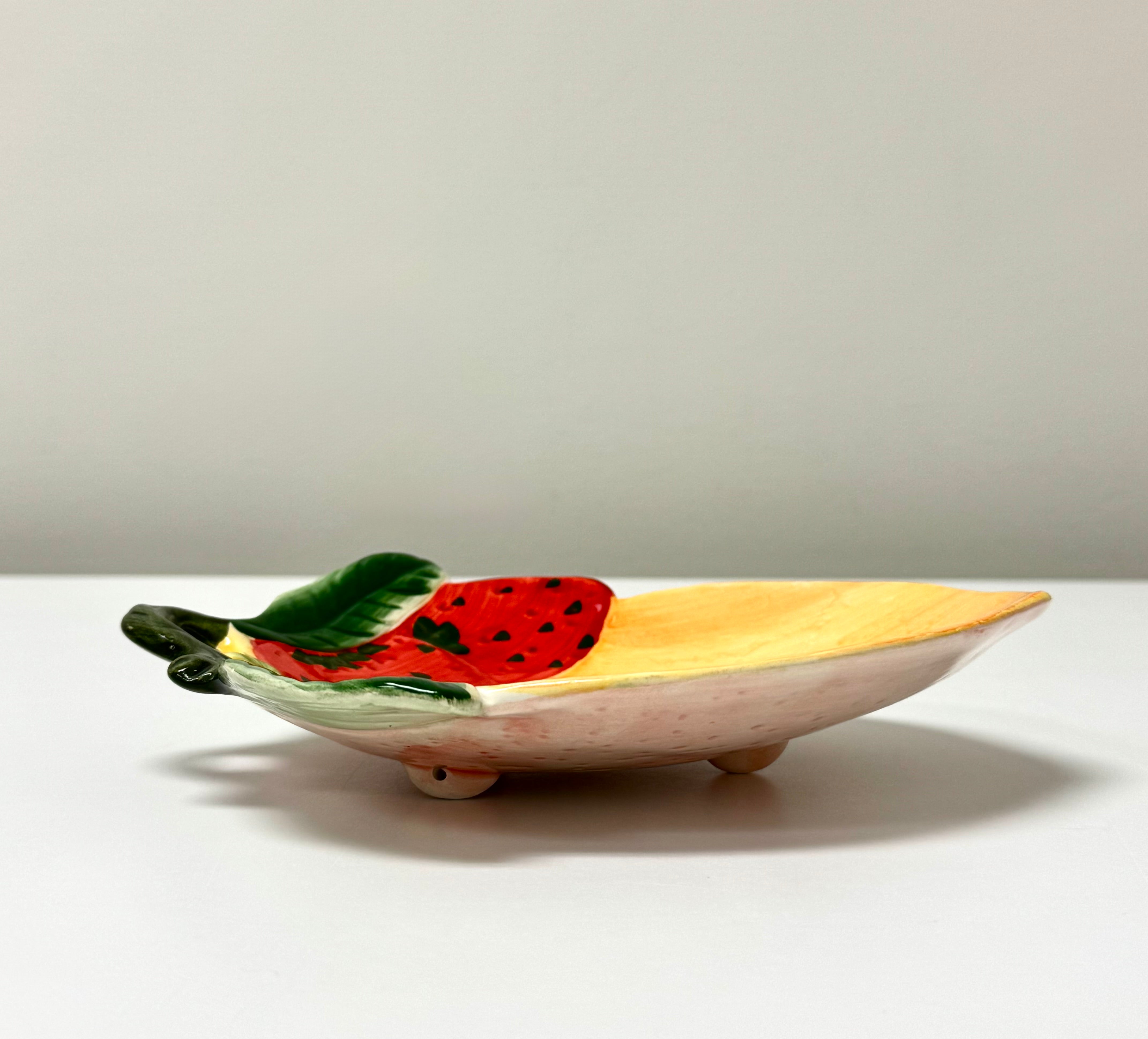 Vintage Ceramic Lemon & Strawberry Dish