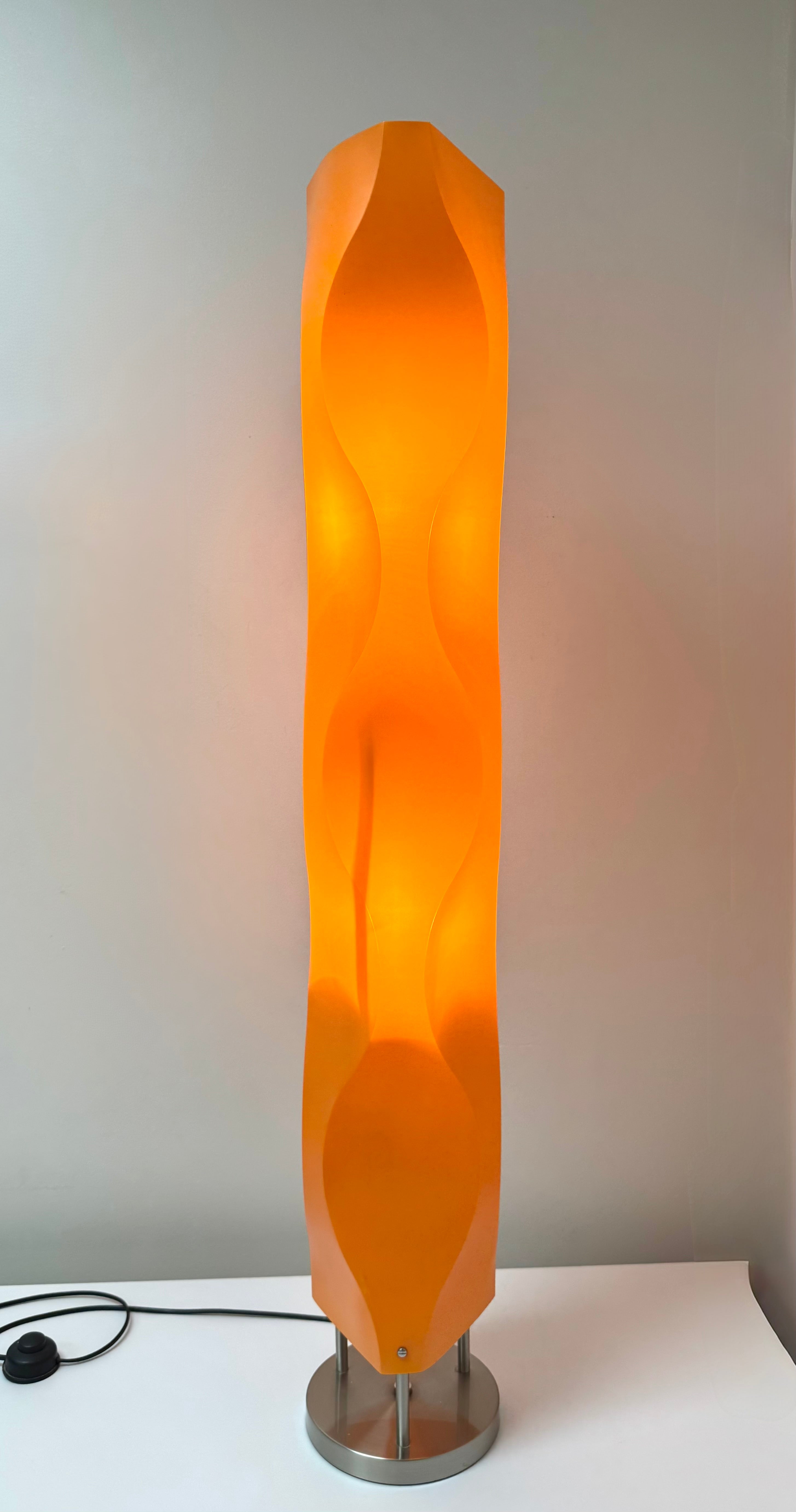 Vintage 1970s Orange Wave Floor Lamp