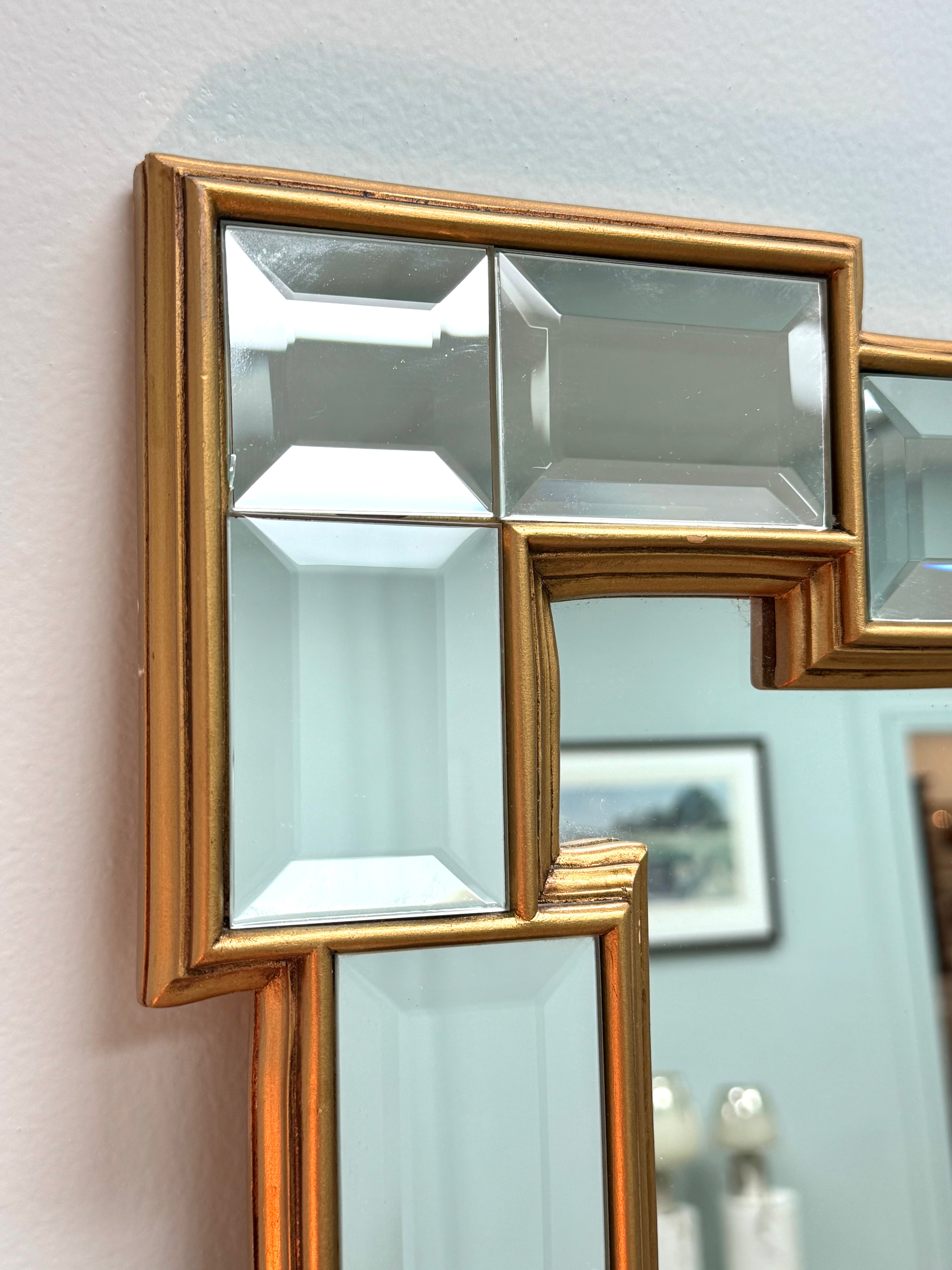 Geometric Gold Beveled Mirror