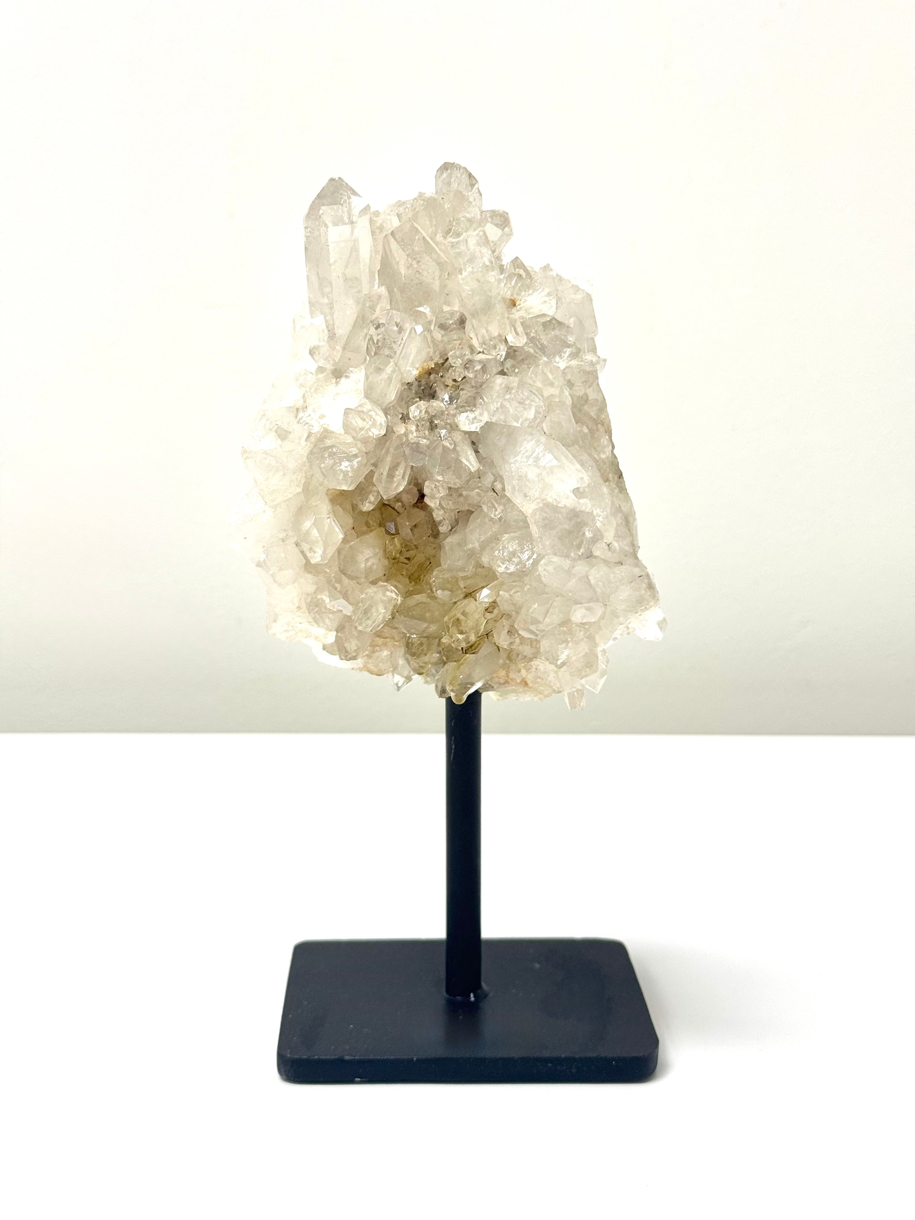 Clear Quartz Cluster on Metal Stand