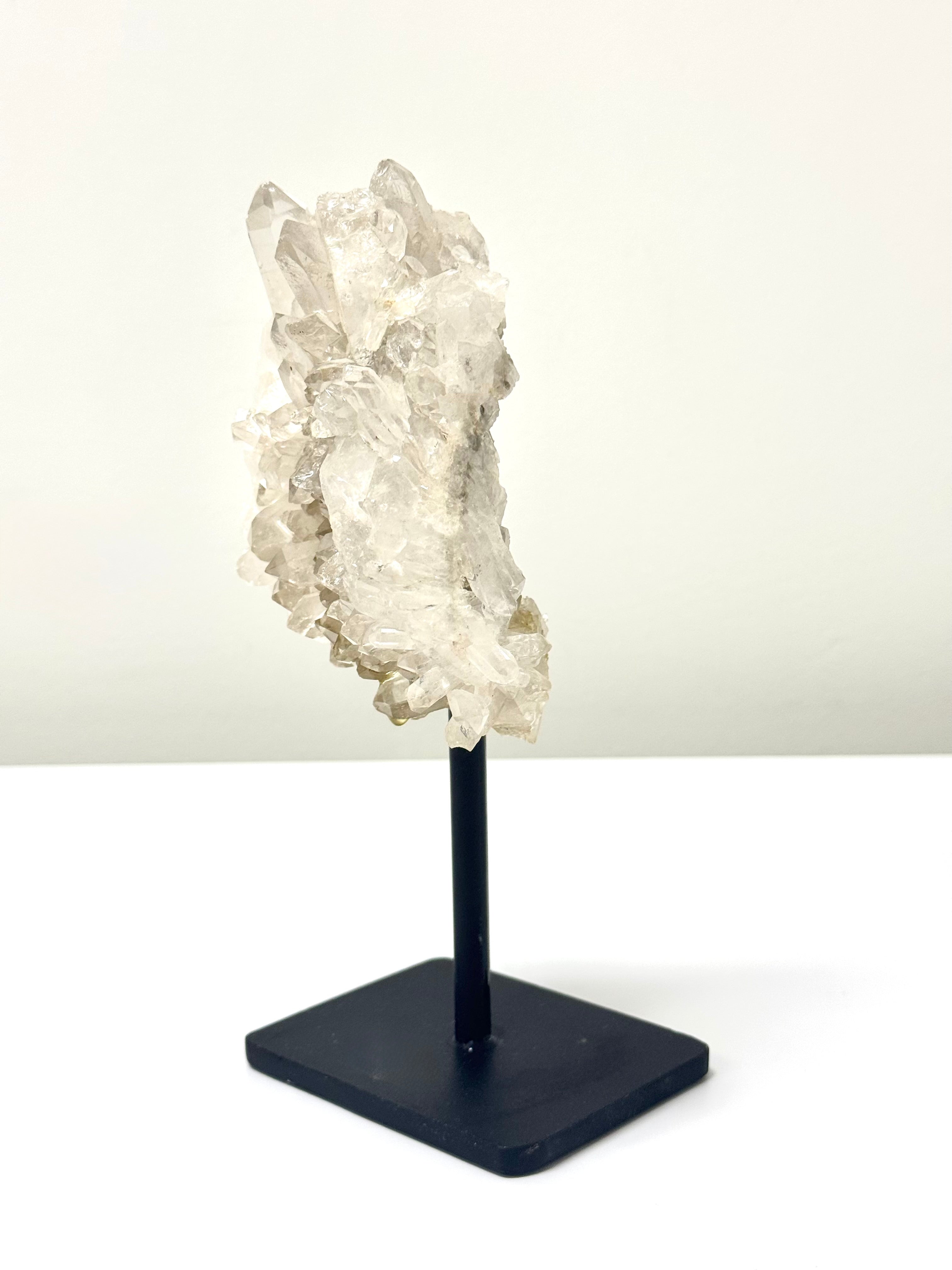 Clear Quartz Cluster on Metal Stand