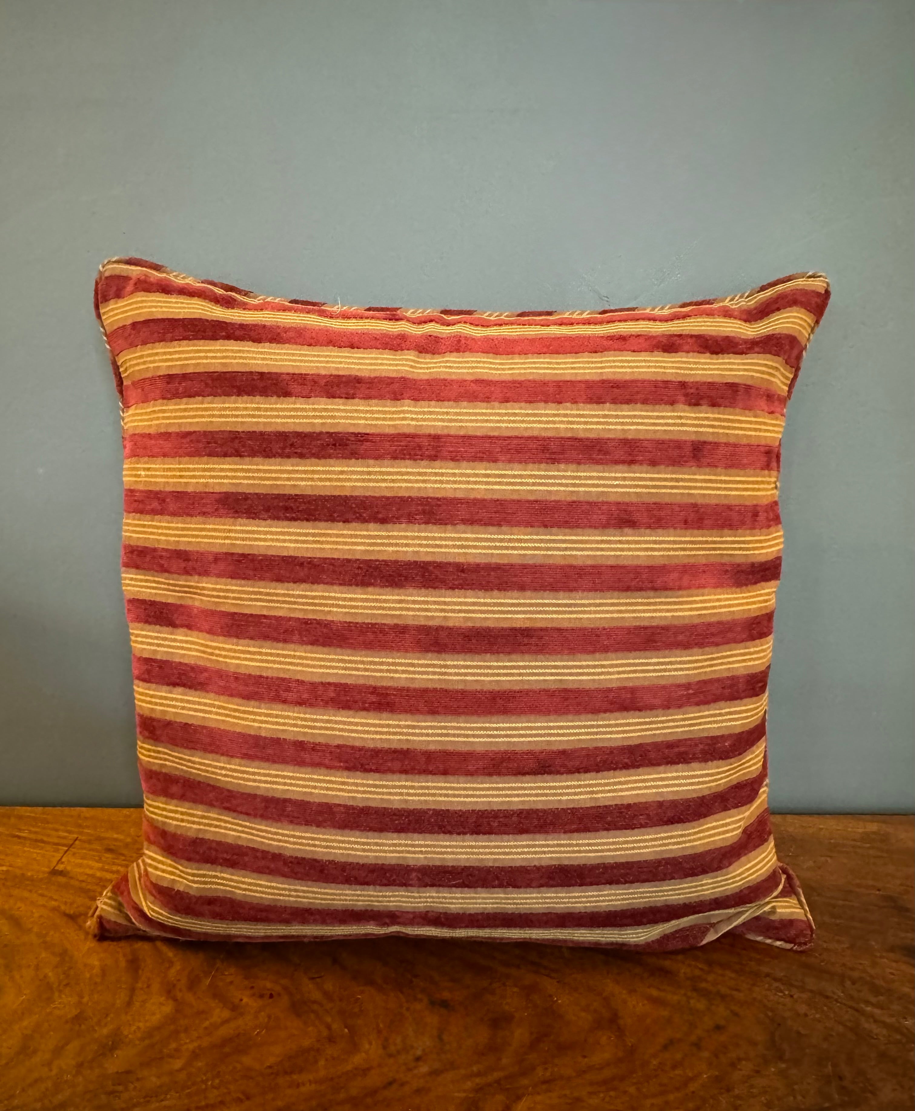 RESTORATION HARDWARE Deep Red & Dark Tan Stripe 19" Pillow