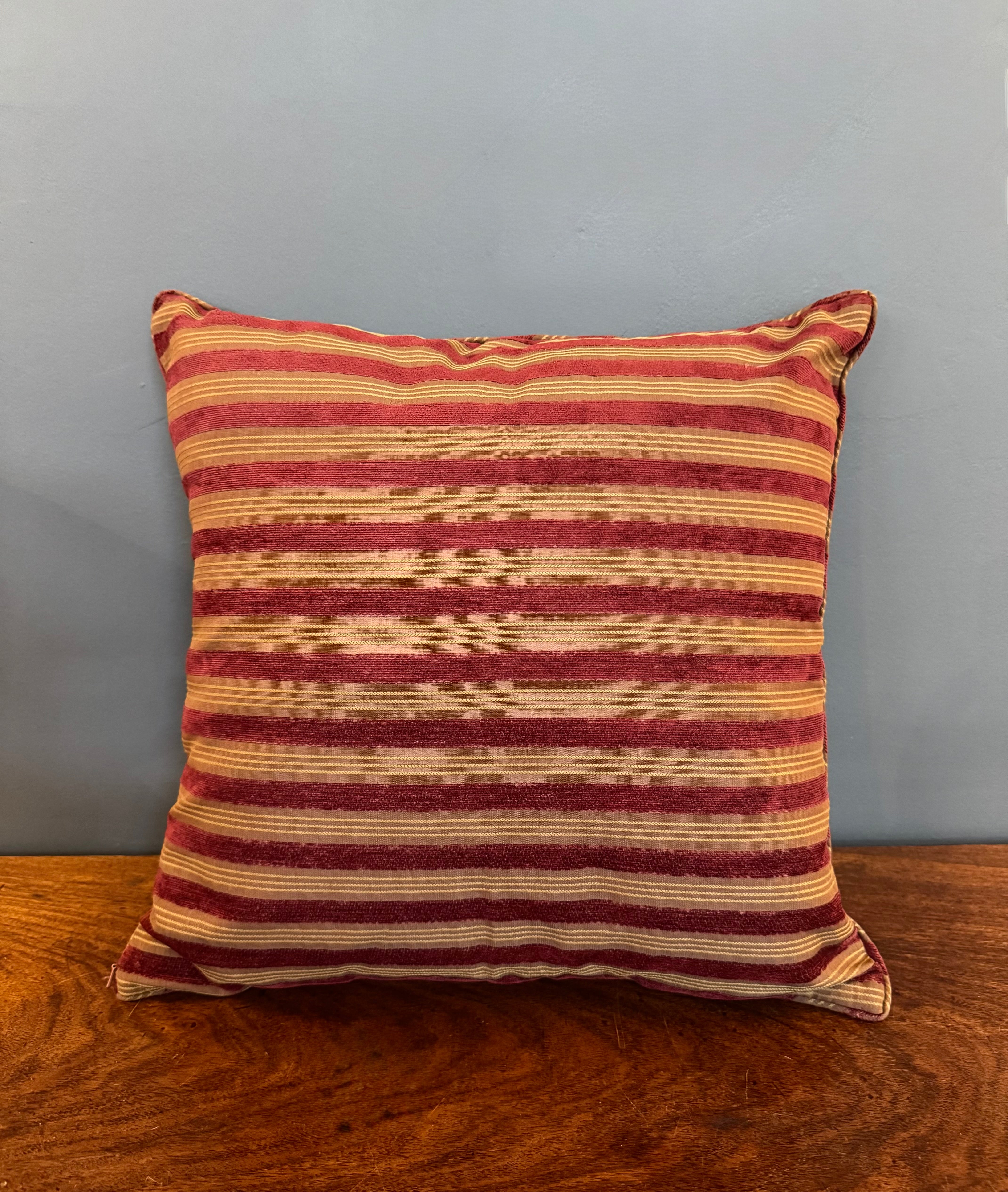 RESTORATION HARDWARE Deep Red & Dark Tan Stripe 19" Pillow