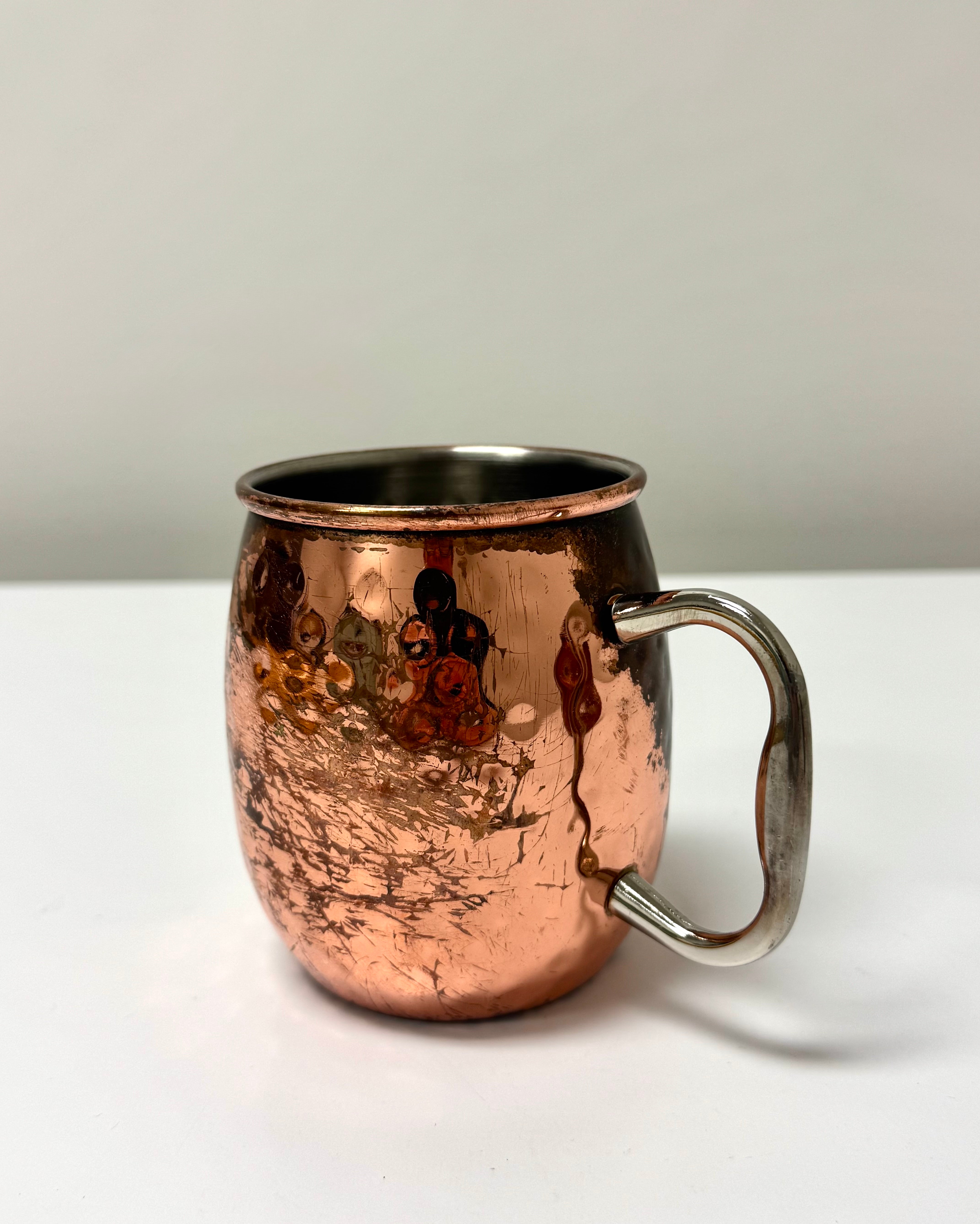 Worn Hammered Copper Moscow Mule Mugs Set of 2