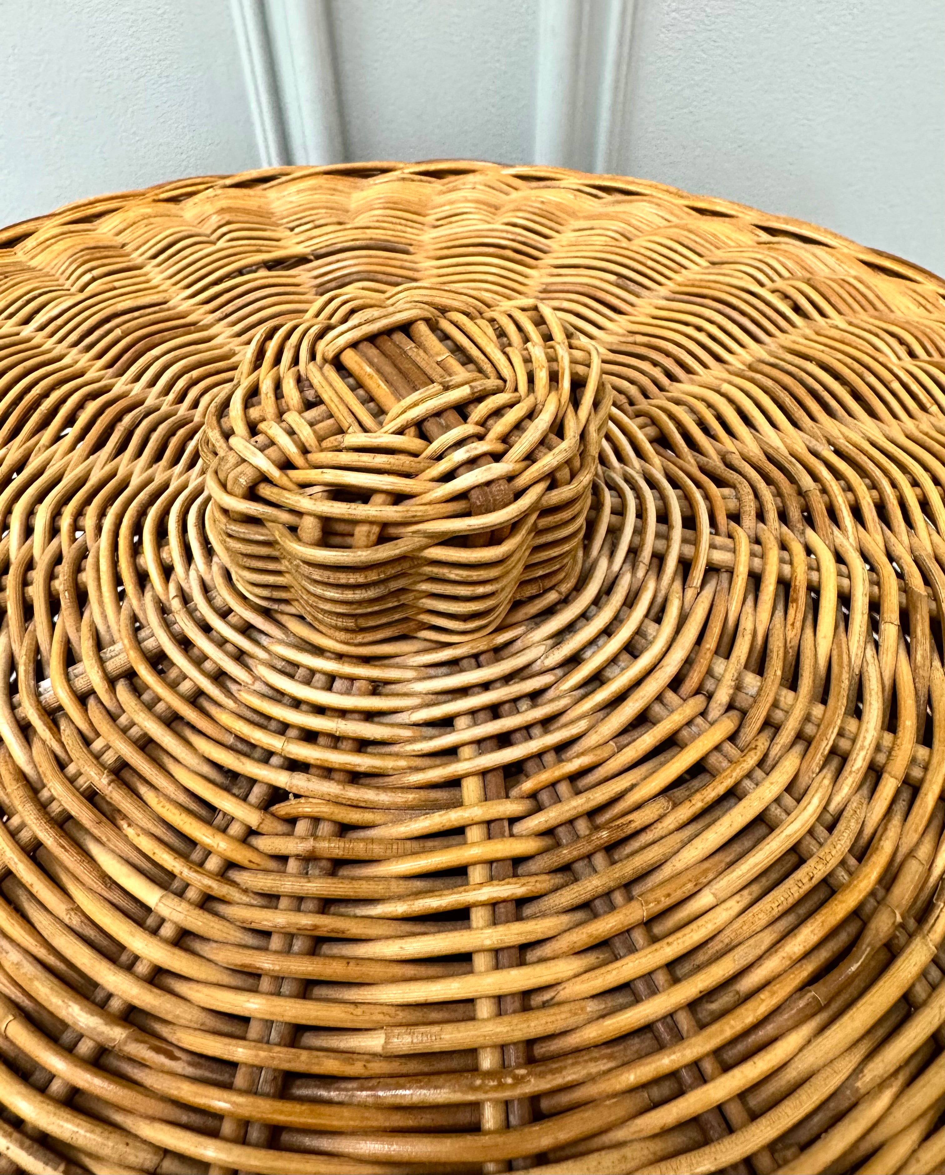 Vintage Wicker Covered Hamper