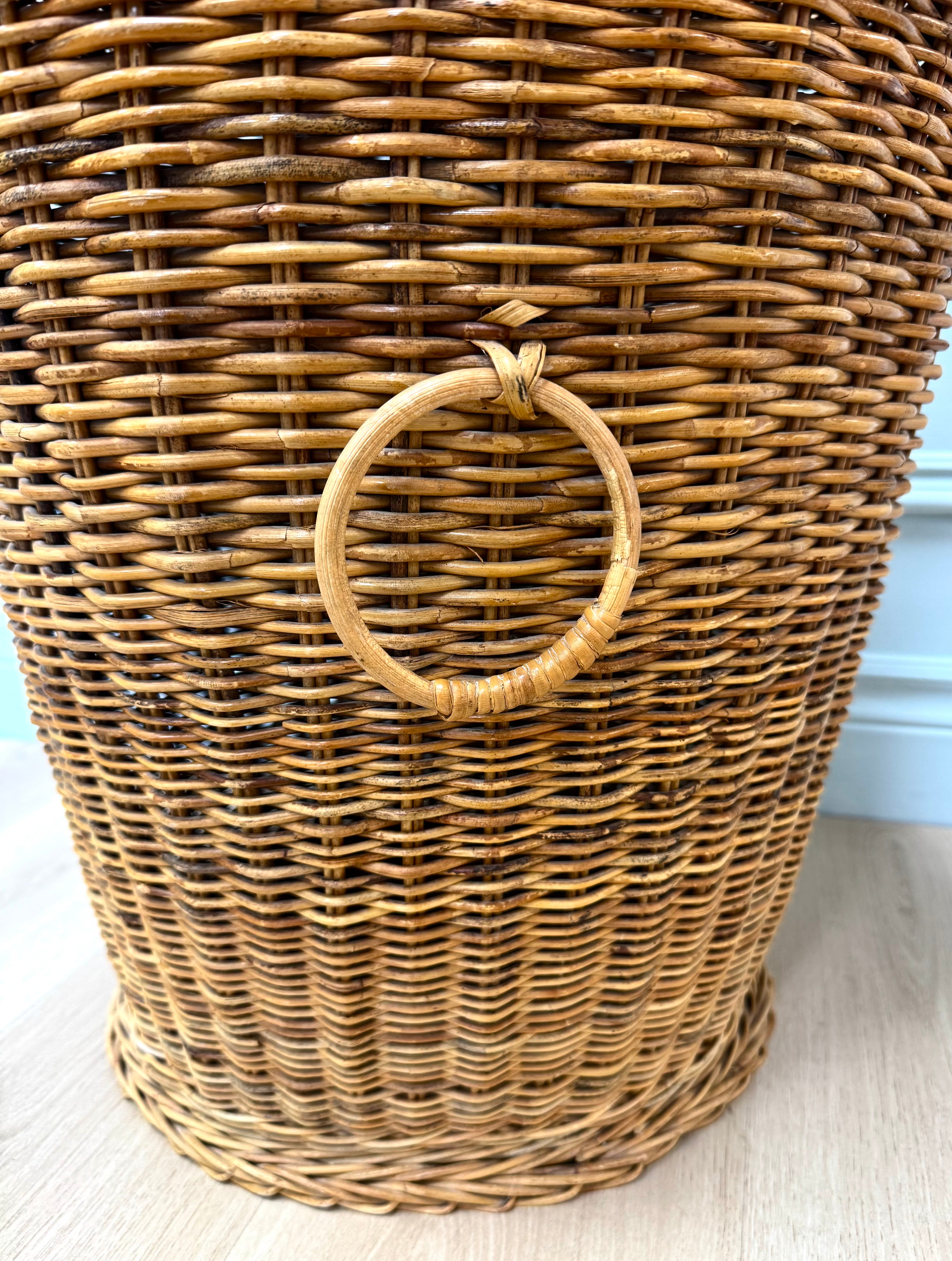 Vintage Wicker Covered Hamper