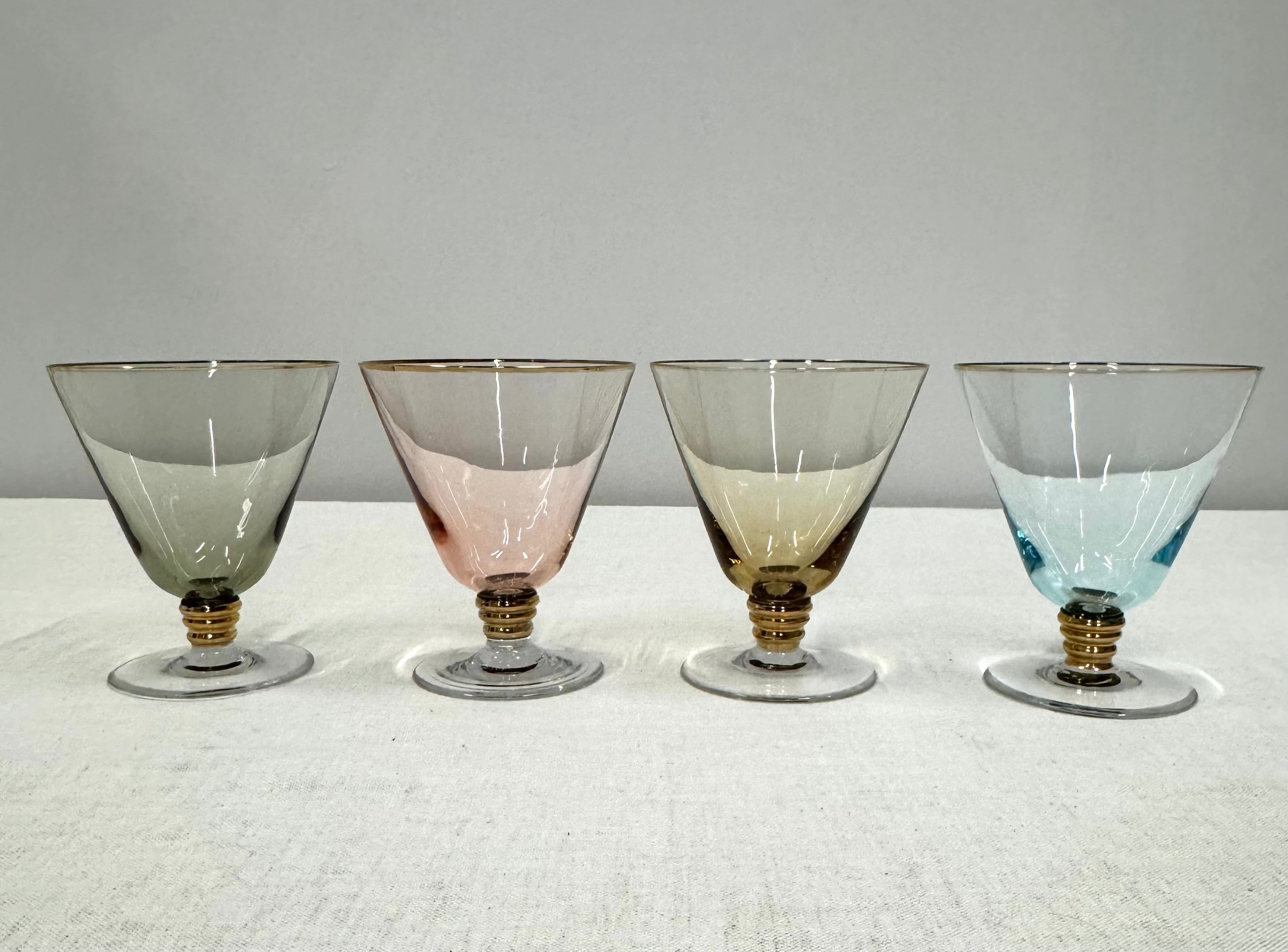 Vintage Iridescent 4-1/2" Cocktail Glasses Set of 4