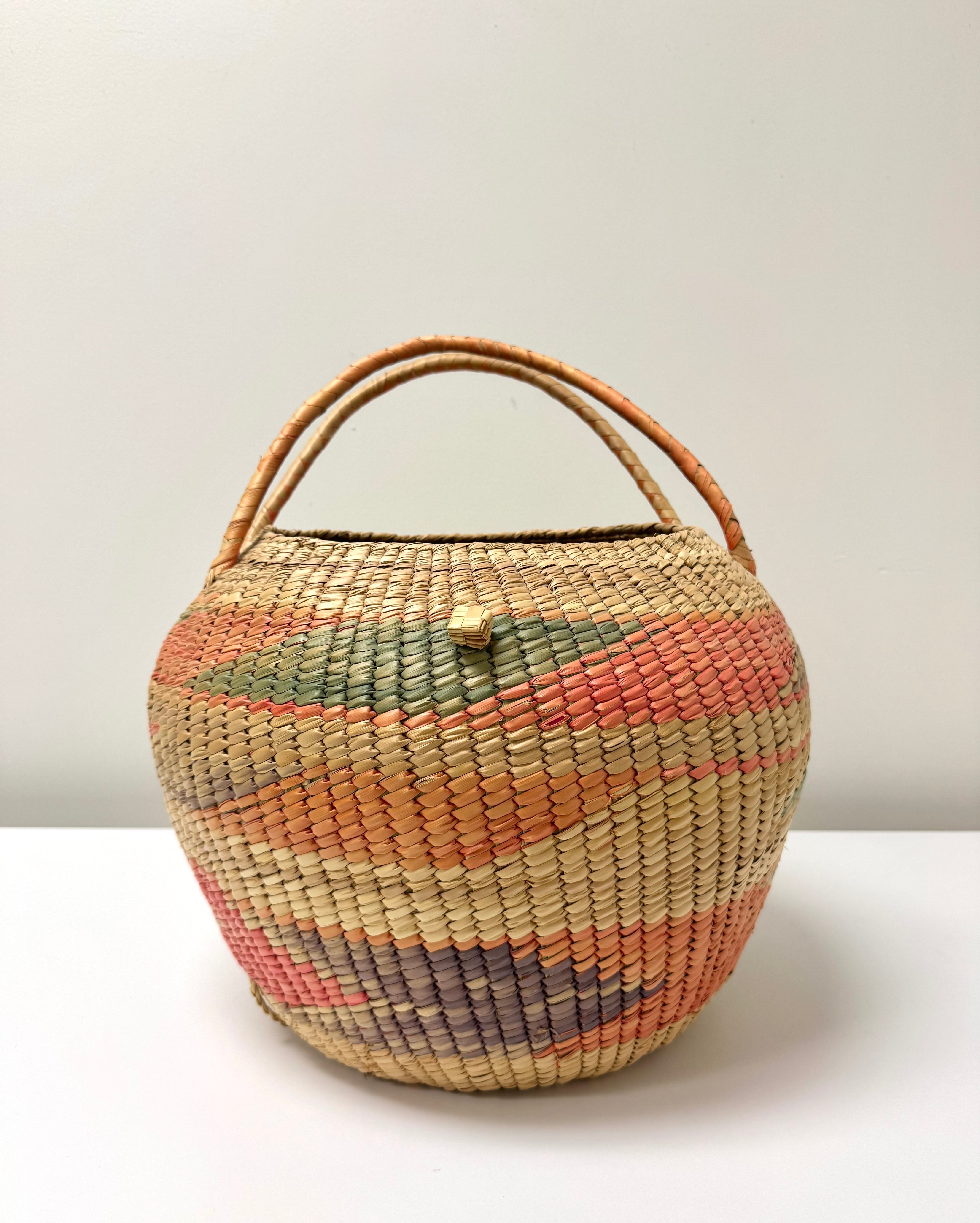 Woven Seagrass Round Handled Basket