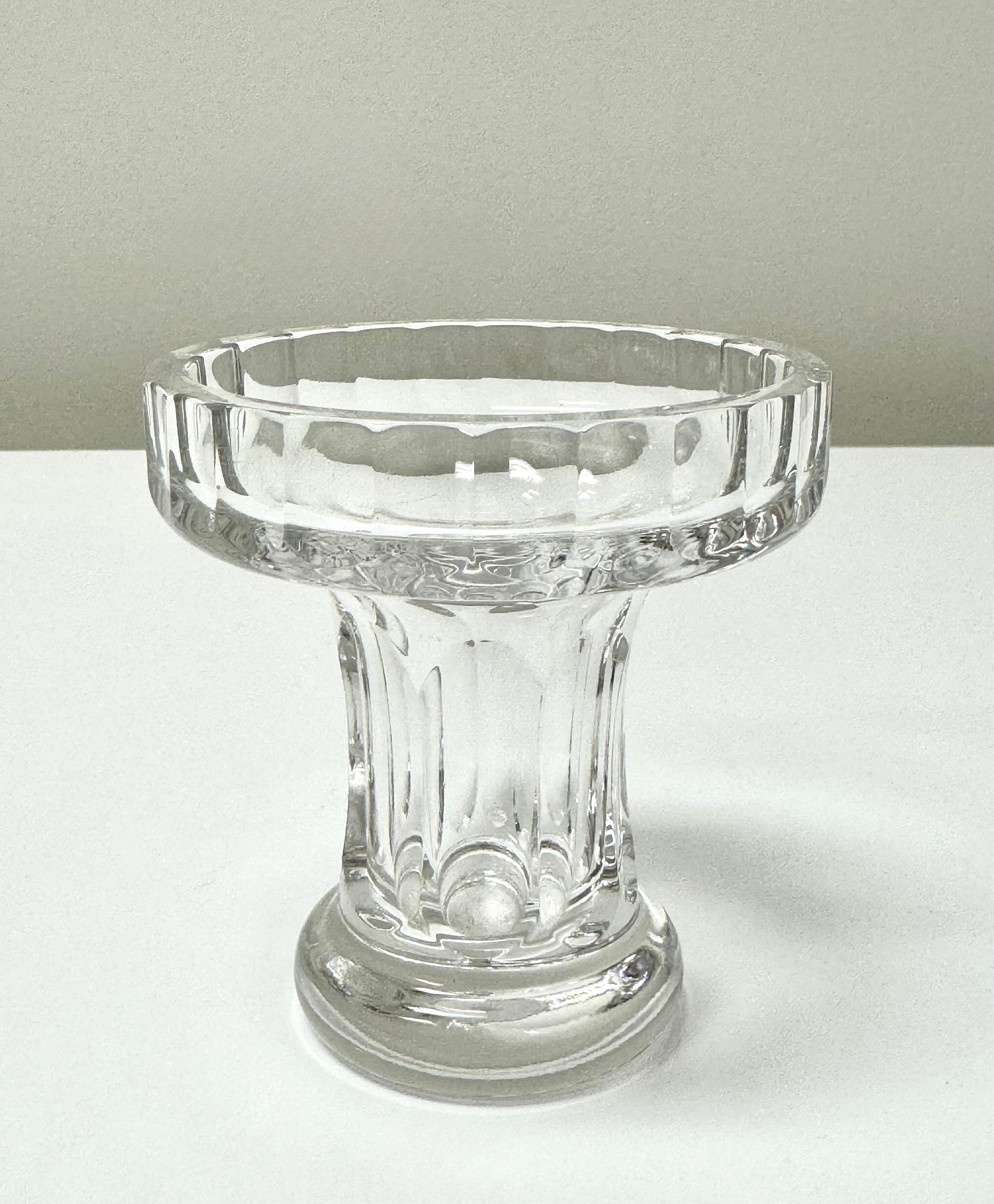 Ribbed Crystal Pedestal Candle Holder