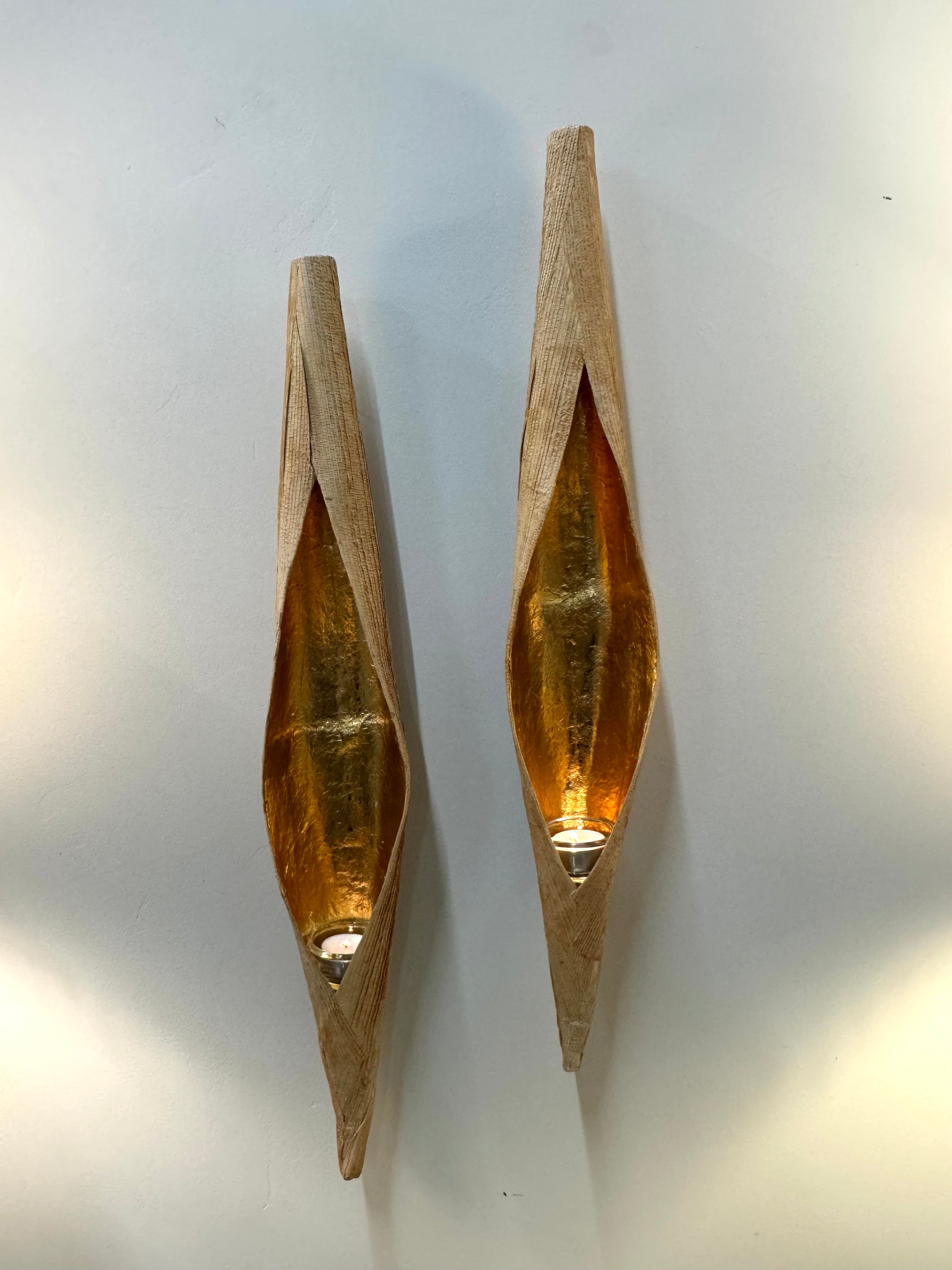 Banana Leaf Wall-mount Votive Holders Set of 2