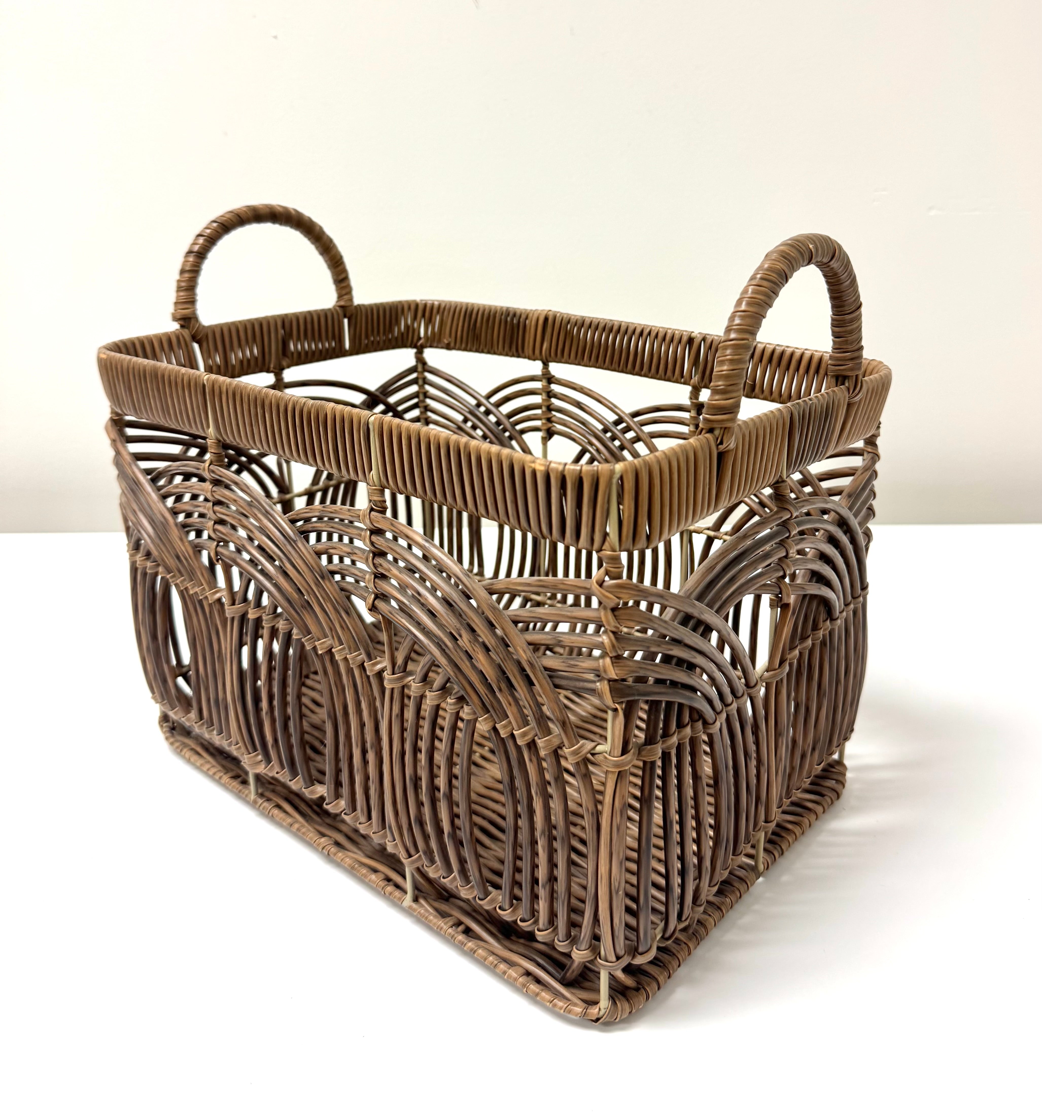 Faux Wicker Handled Basket