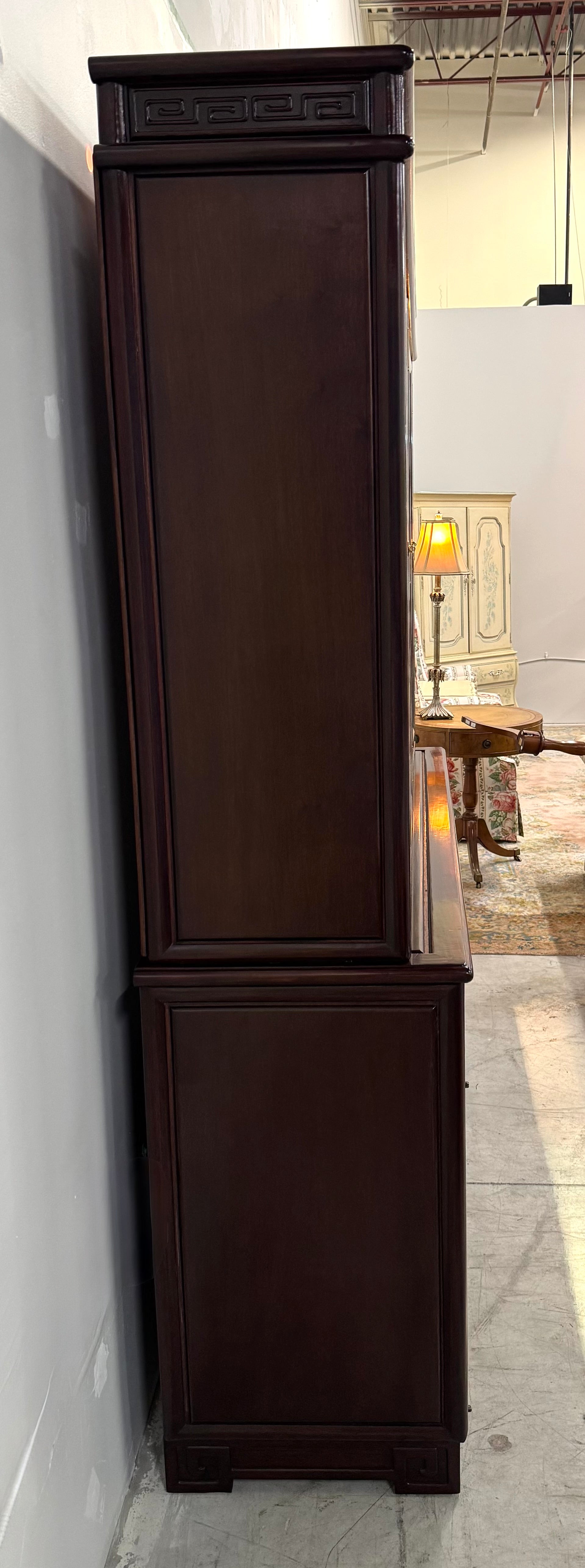 Asian Inspired Rosewood Sideboard with Hutch