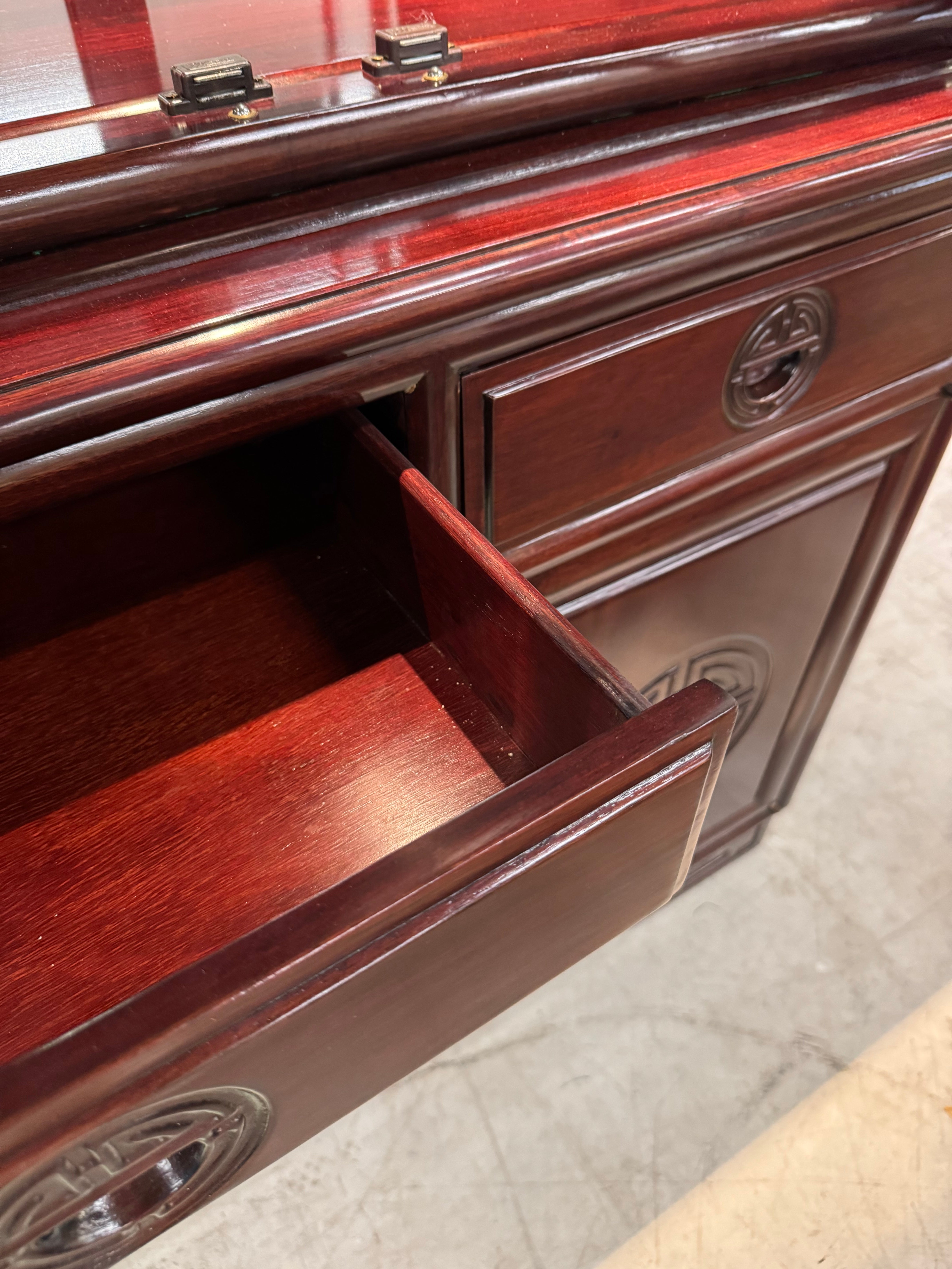 Asian Inspired Rosewood Sideboard with Hutch