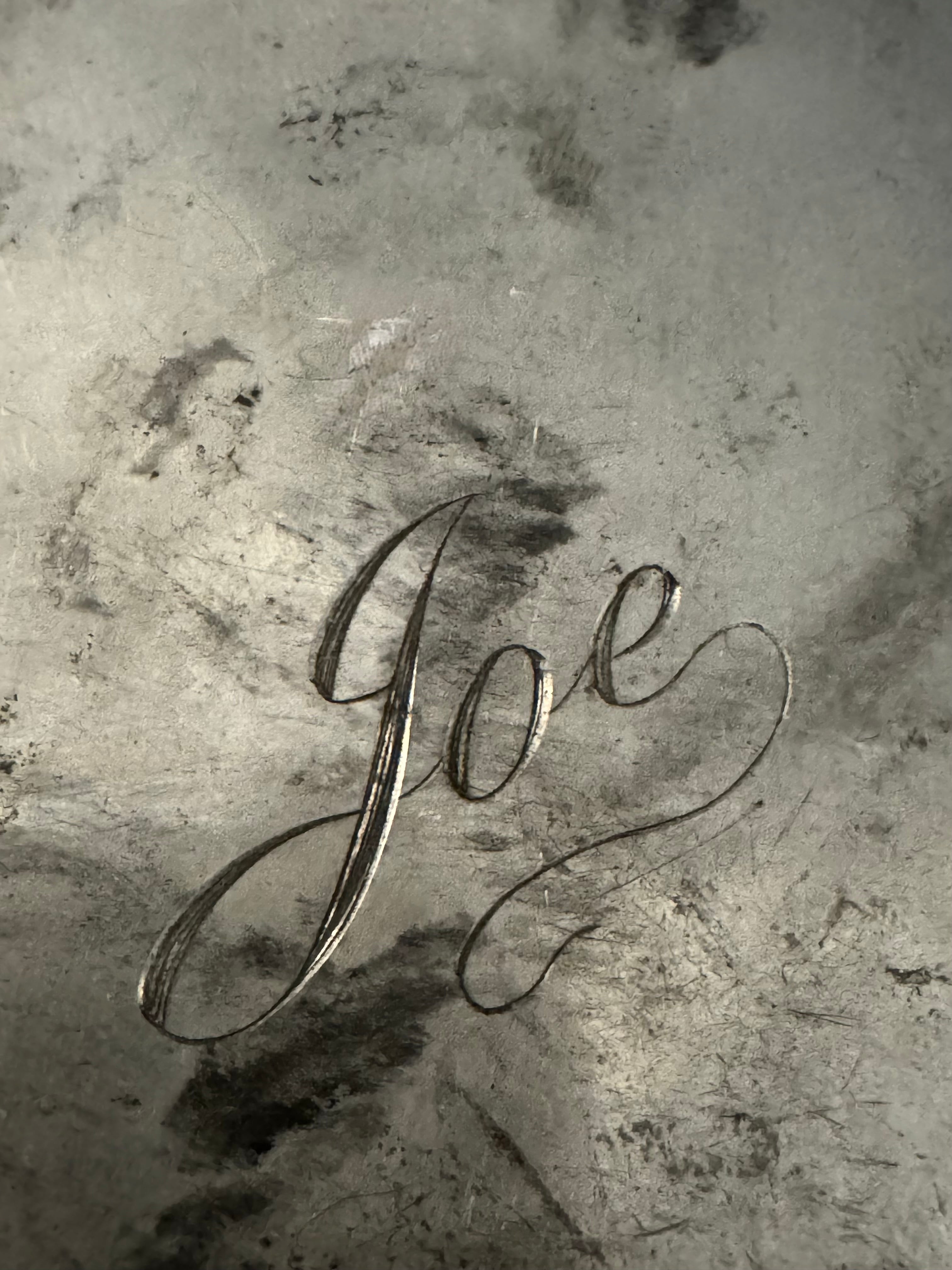 Vintage Pewter Flask Engraved 'Joe'