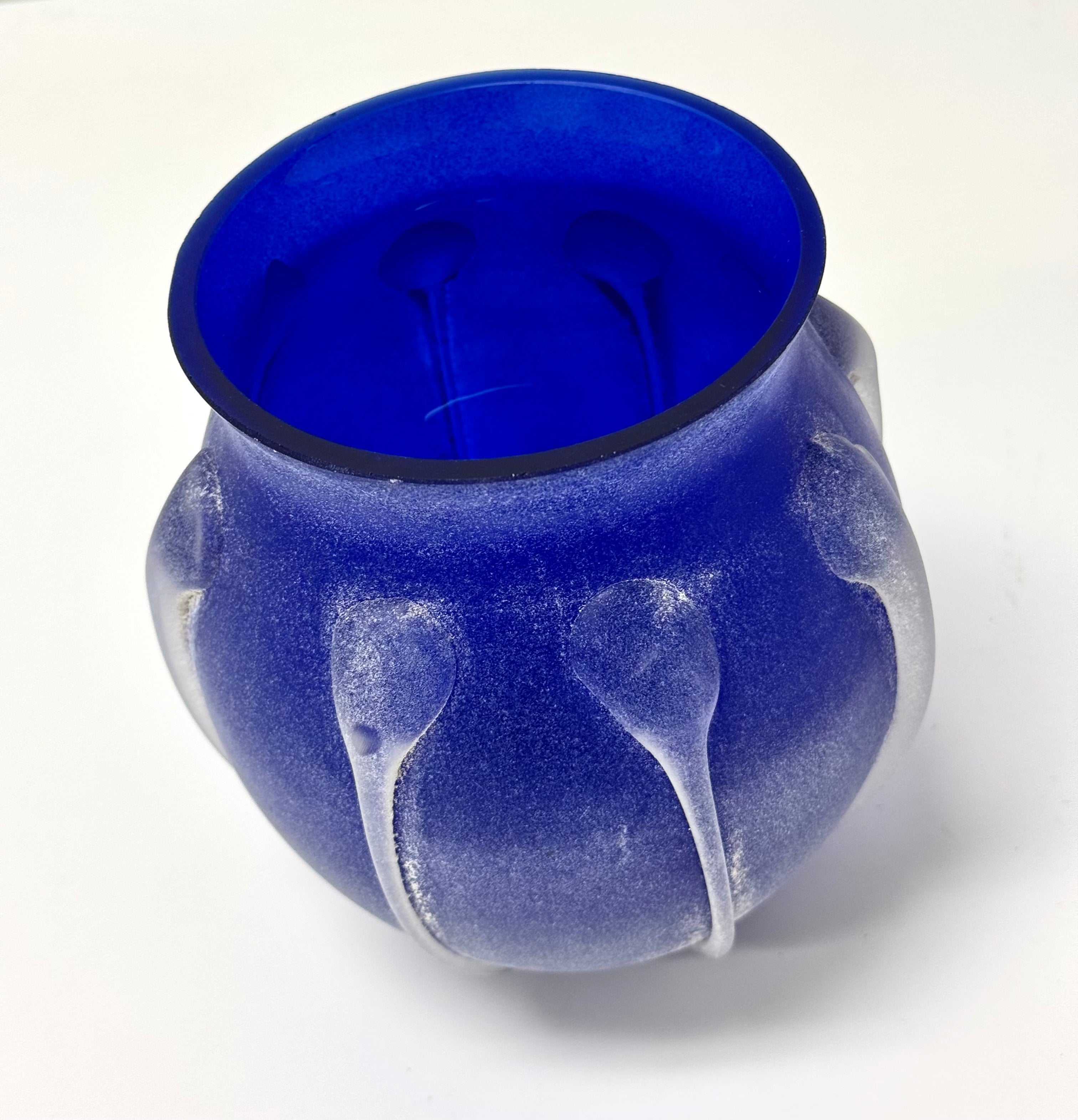 Cobalt Blue Satin Glass 'Tadpole' Vase