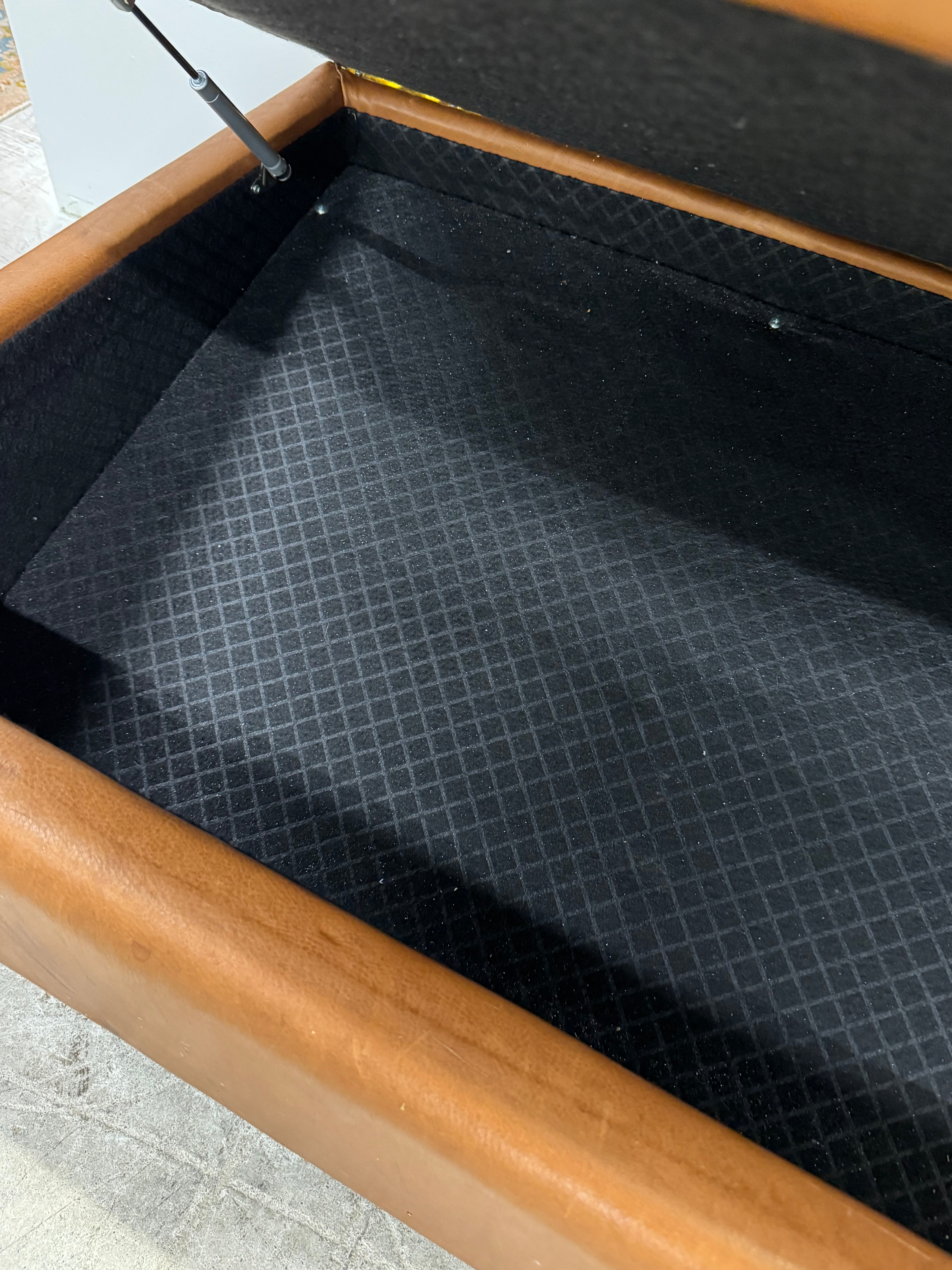 Caramel Leather Storage Ottoman