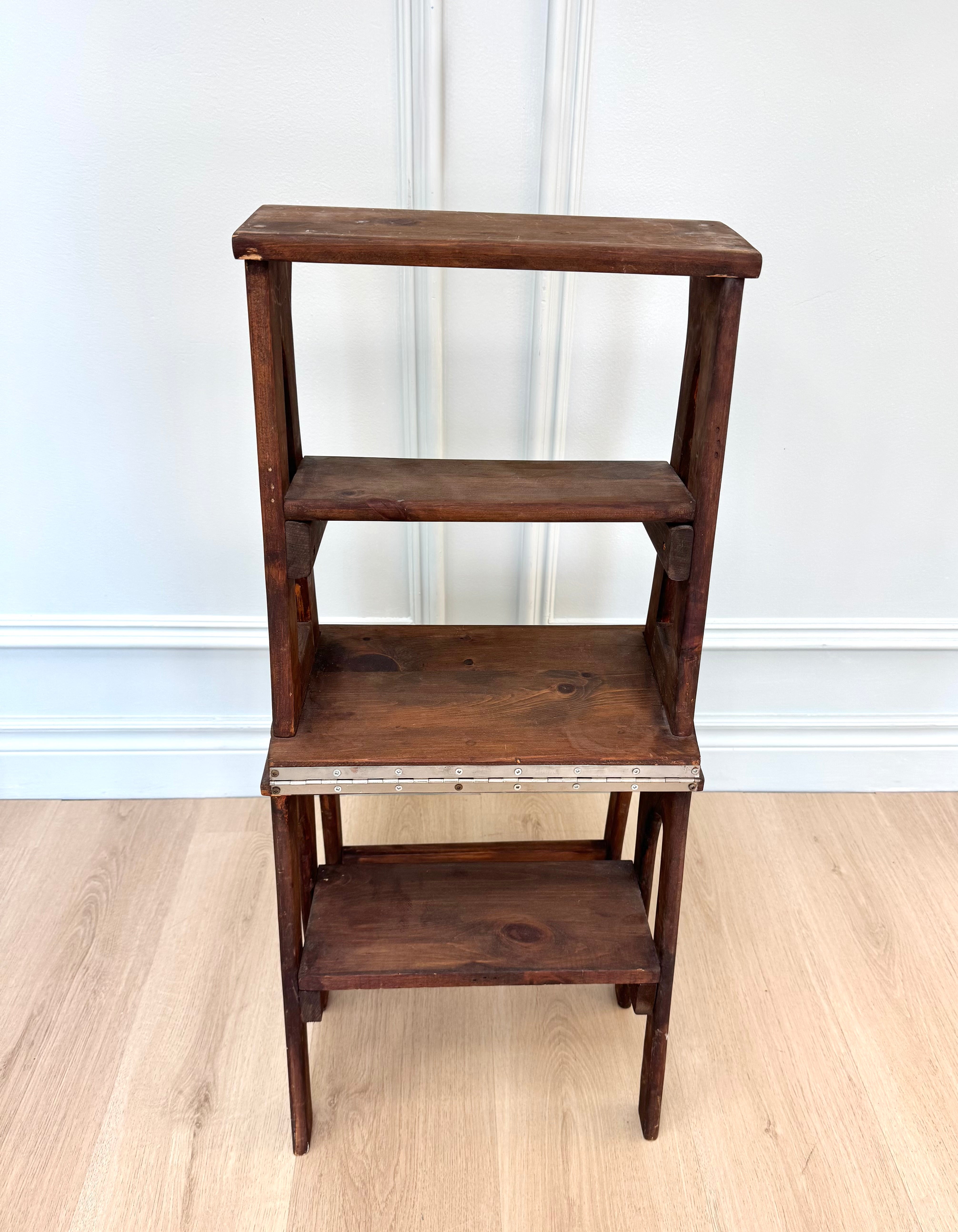 Vintage Dark Oak Metamorphic Library Chair