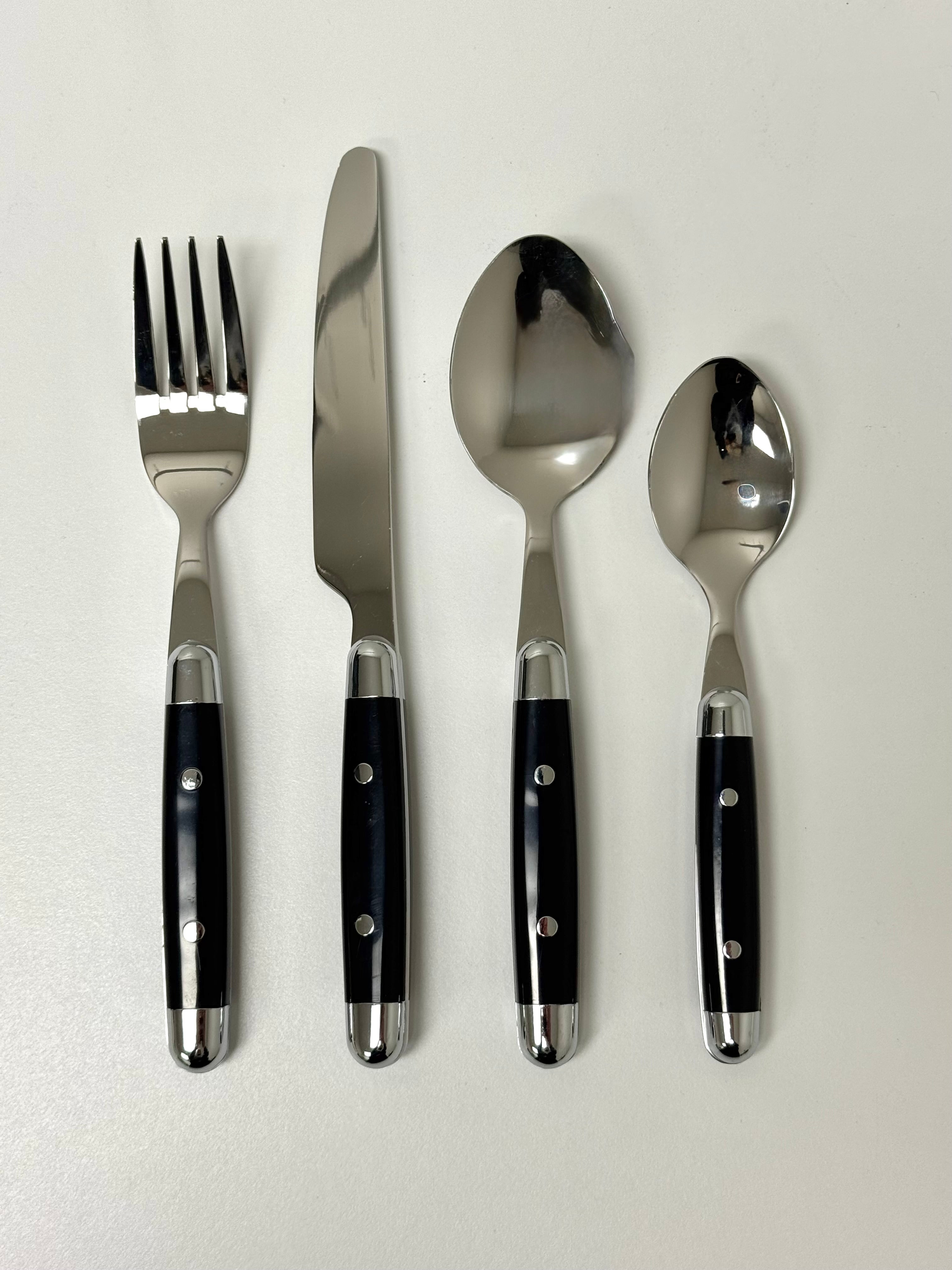 CAMBRIDGE 'Jubilee' Black Flatware Set for 6