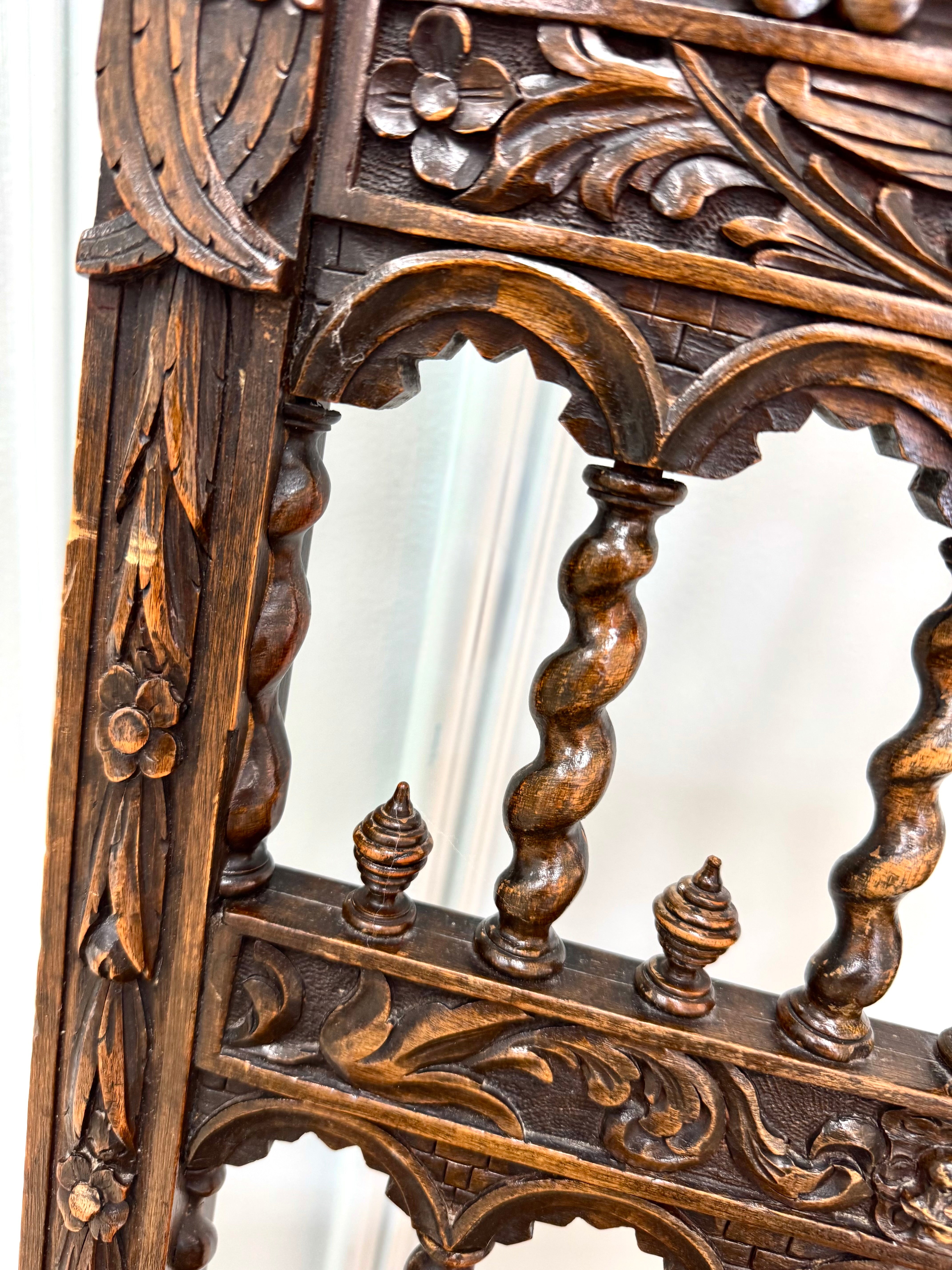 Antique Jacobean Revival Carved Oak Side Chair