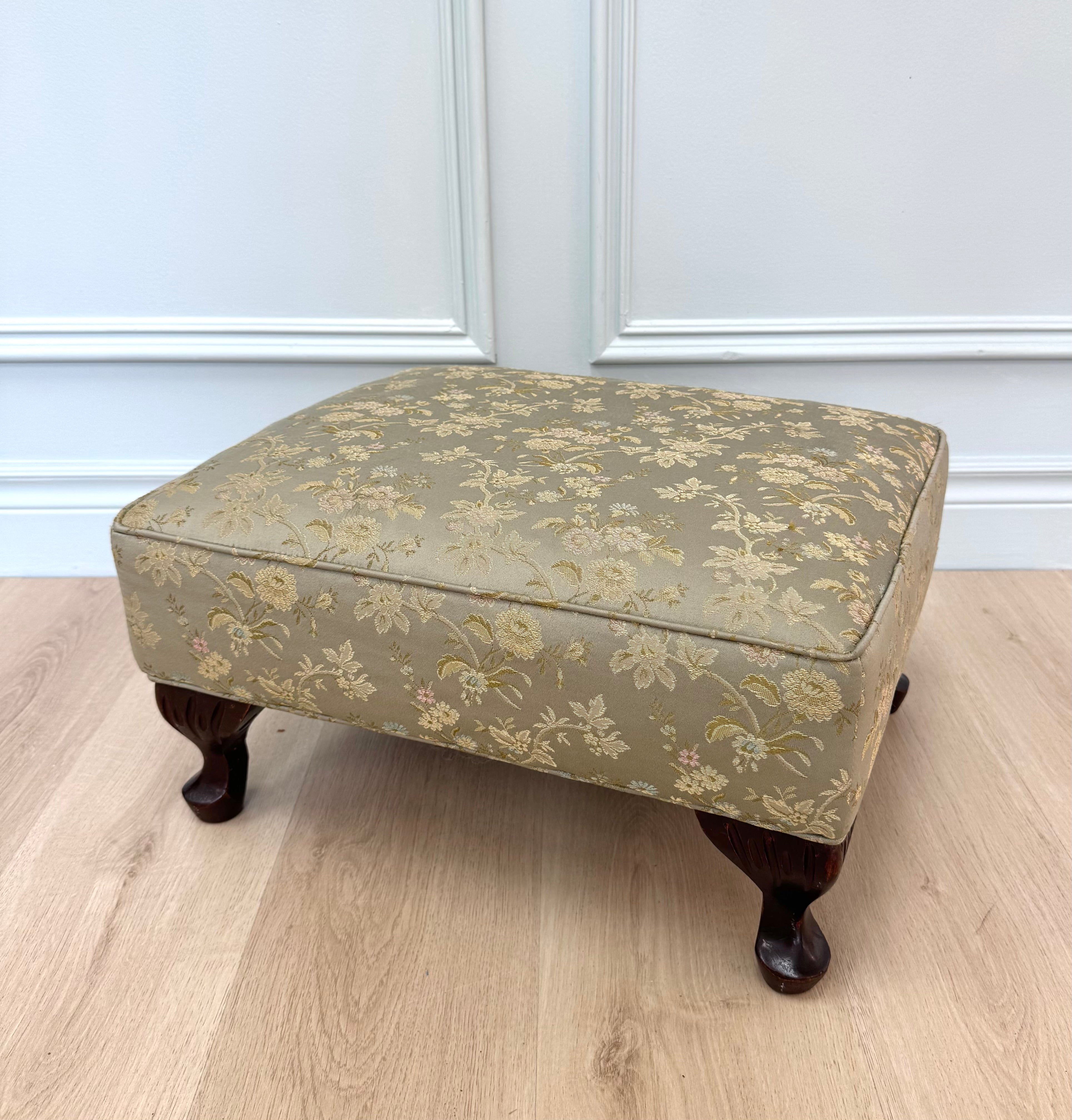 Tea Green Jacquard Footstool