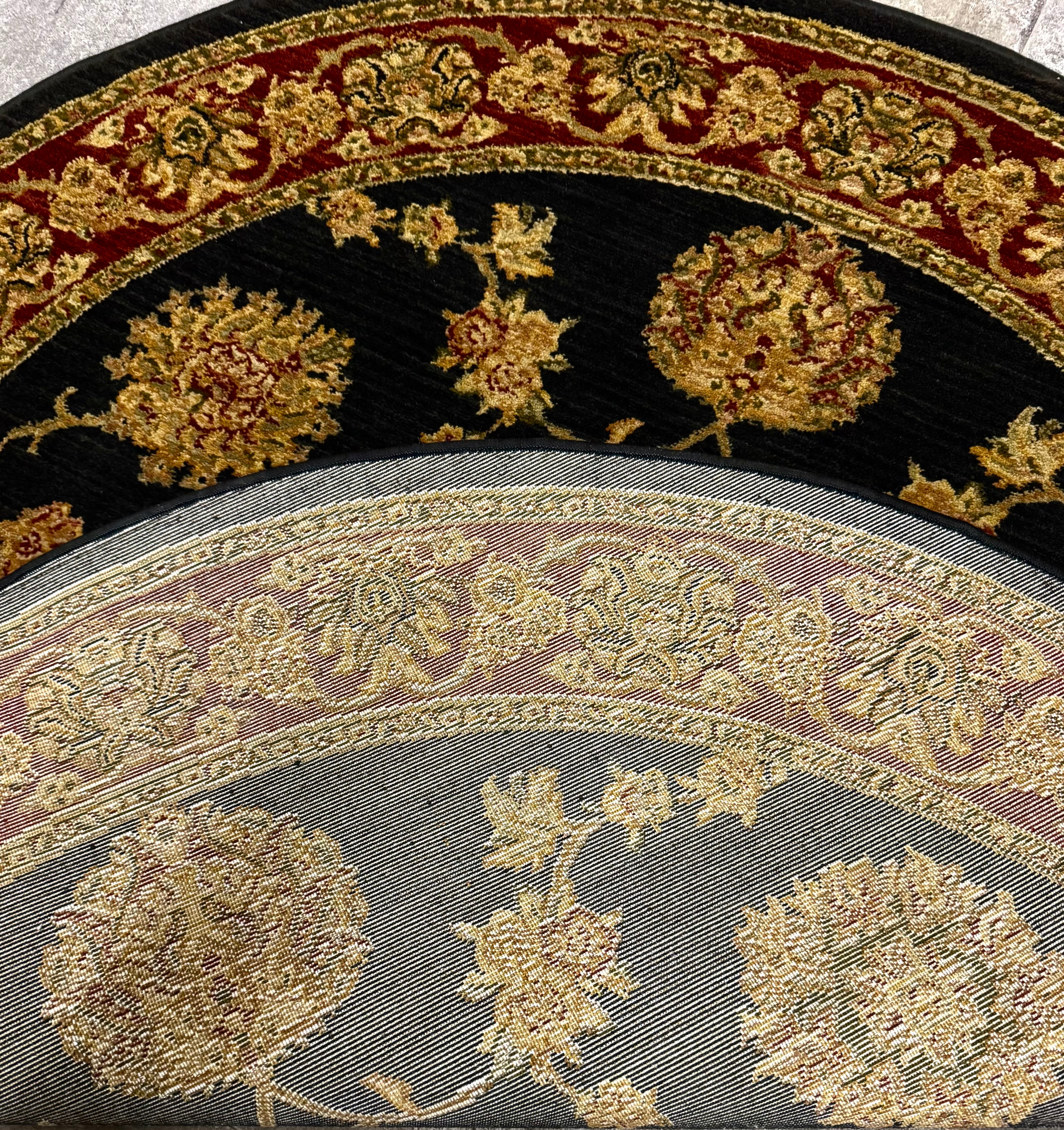 Black Medallion 64" Round Rug