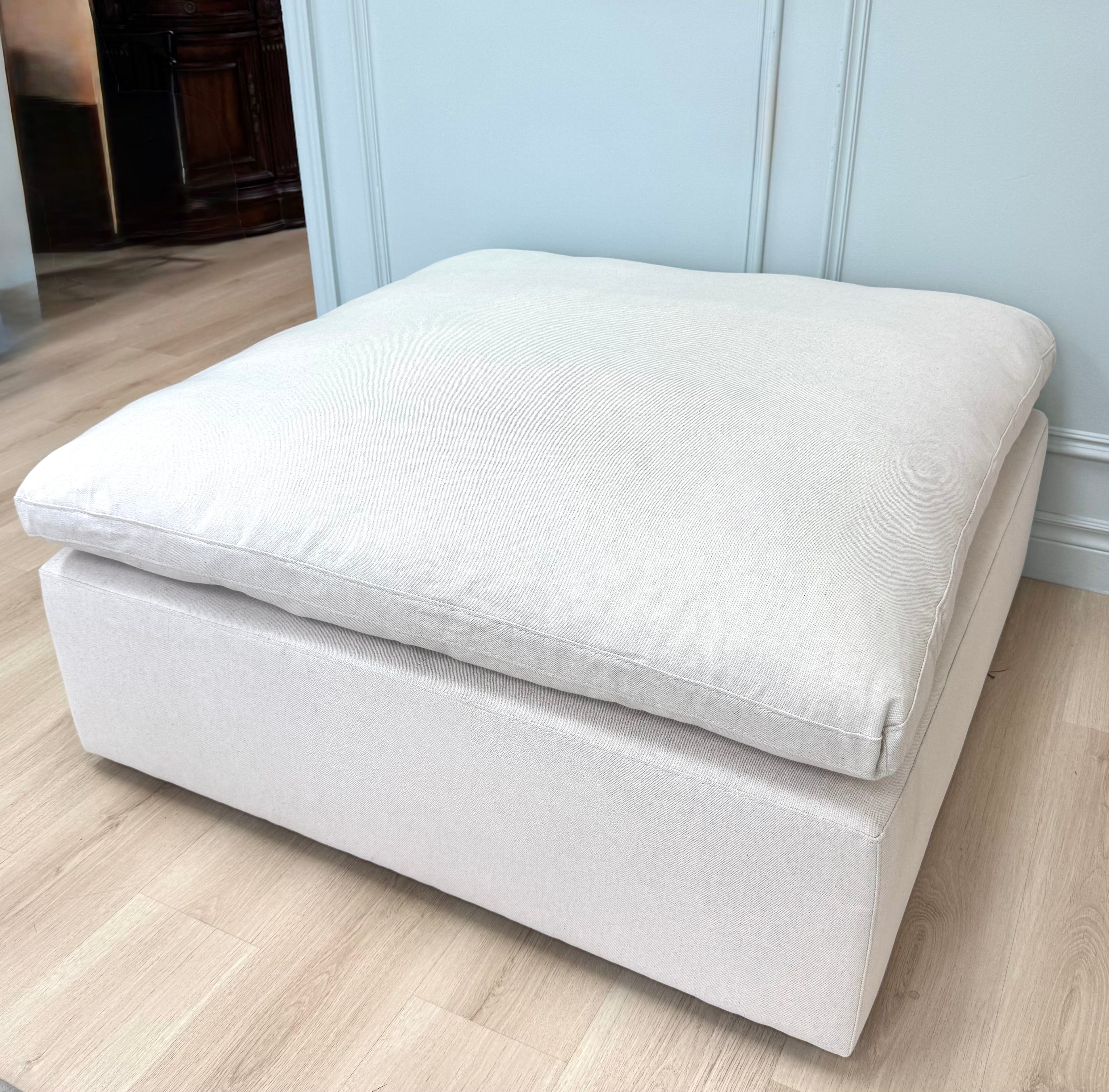 NEW Oatmeal Linen 43" Ottoman