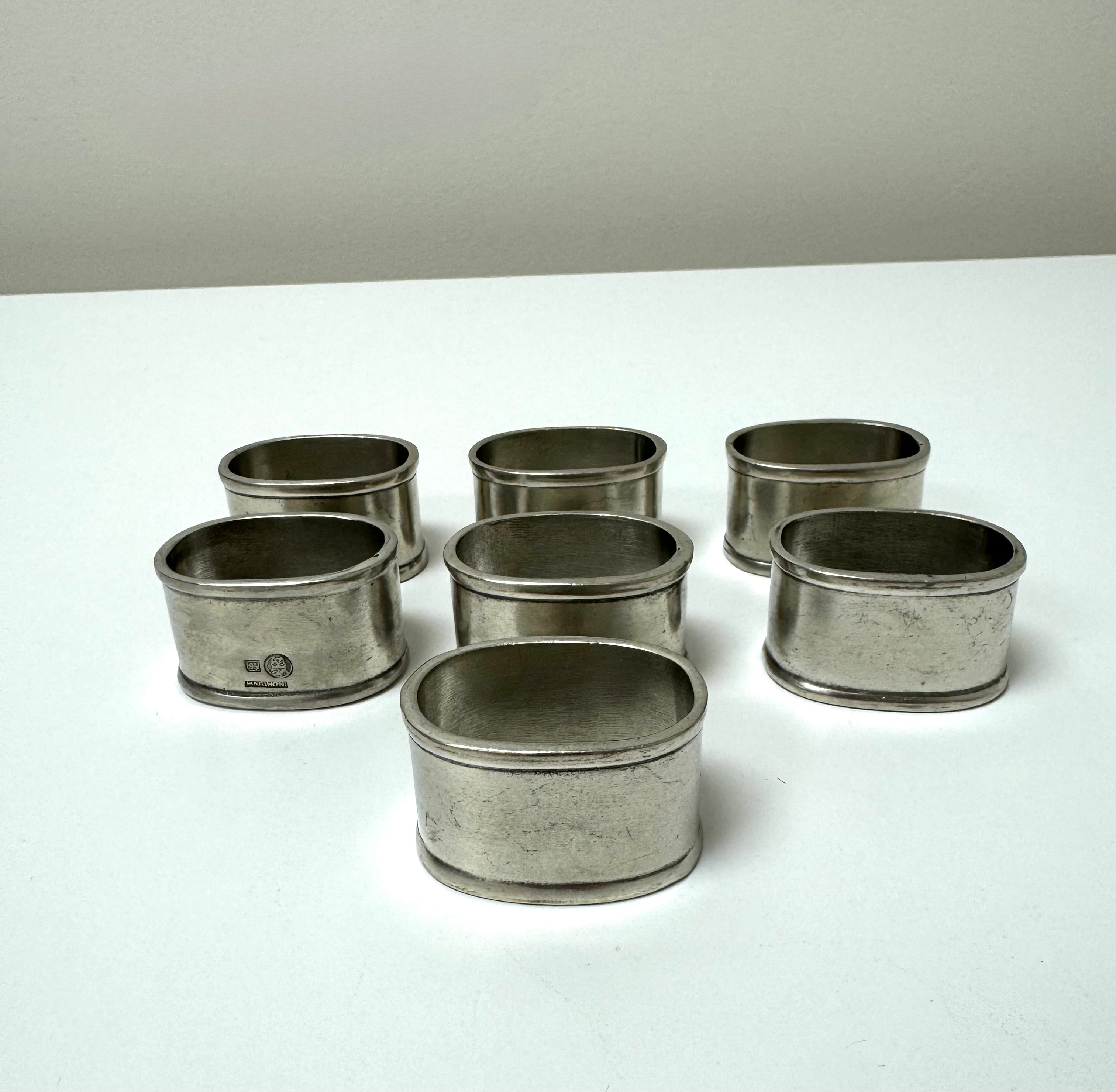 COSI TABELLINI Pewter Napkin Rings Set of 7