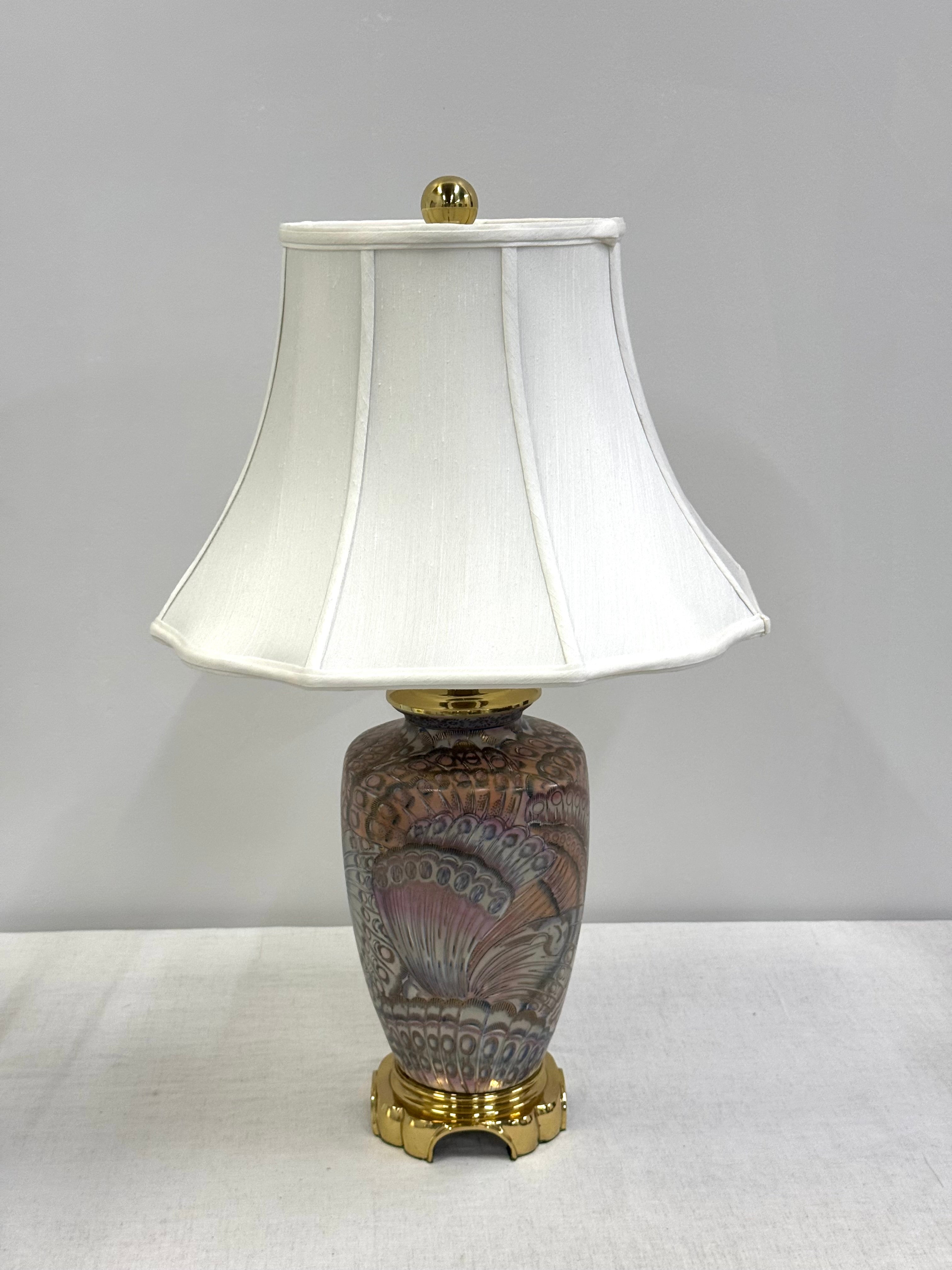 Asian Inspired Feather Motif Lamp