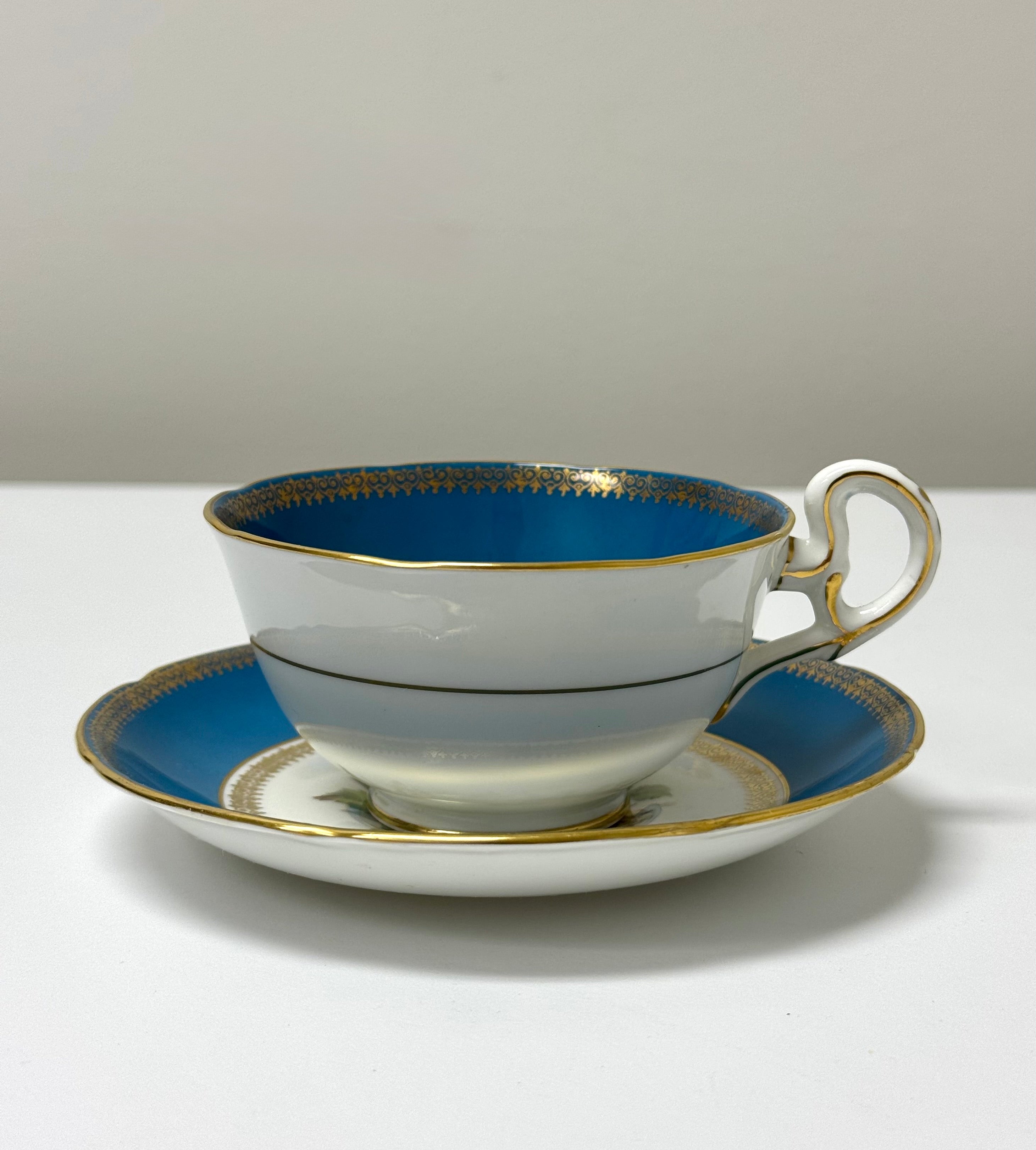 ROYAL GRAFTON Turquoise Blue with Fruit Cup & Saucer