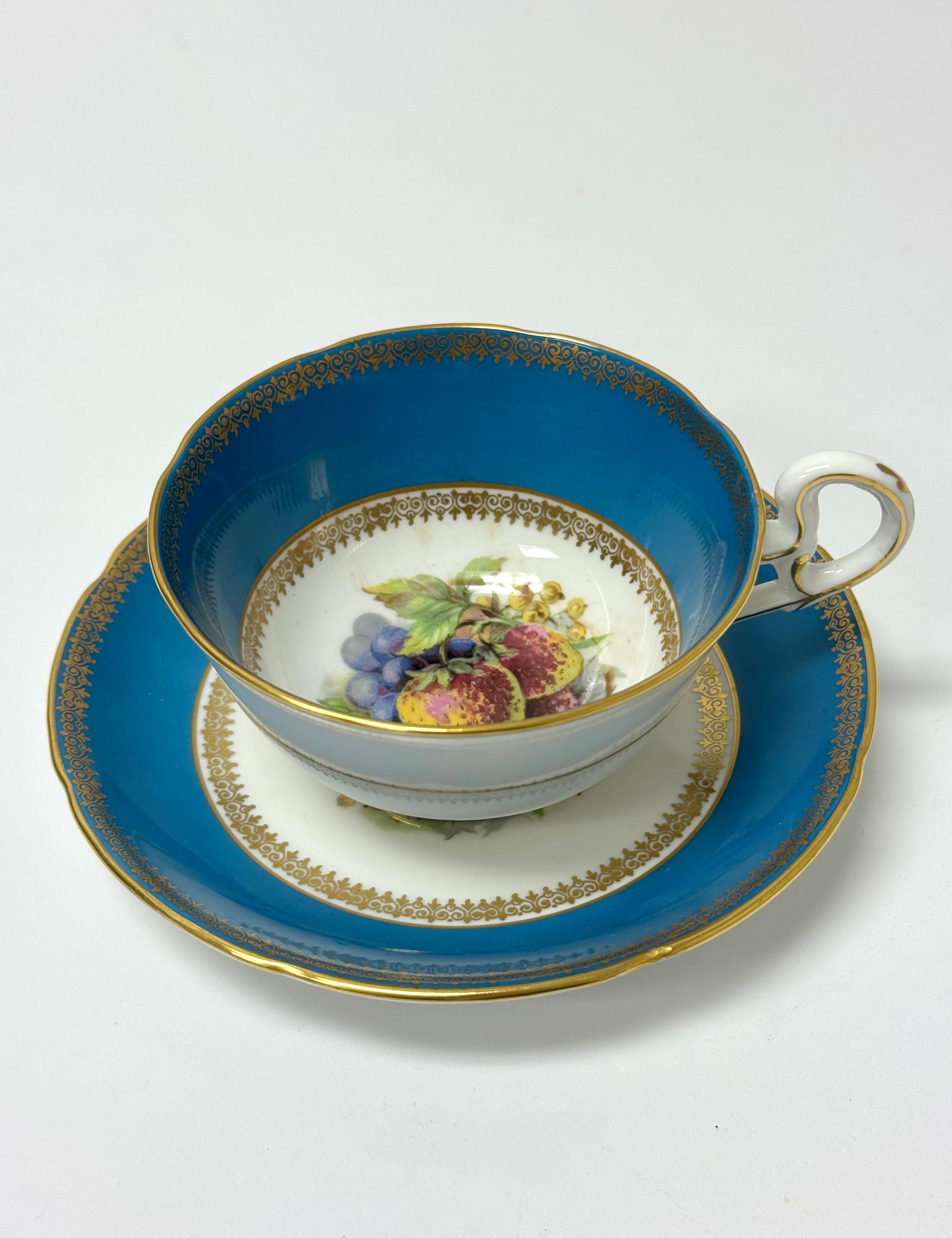 ROYAL GRAFTON Turquoise Blue with Fruit Cup & Saucer