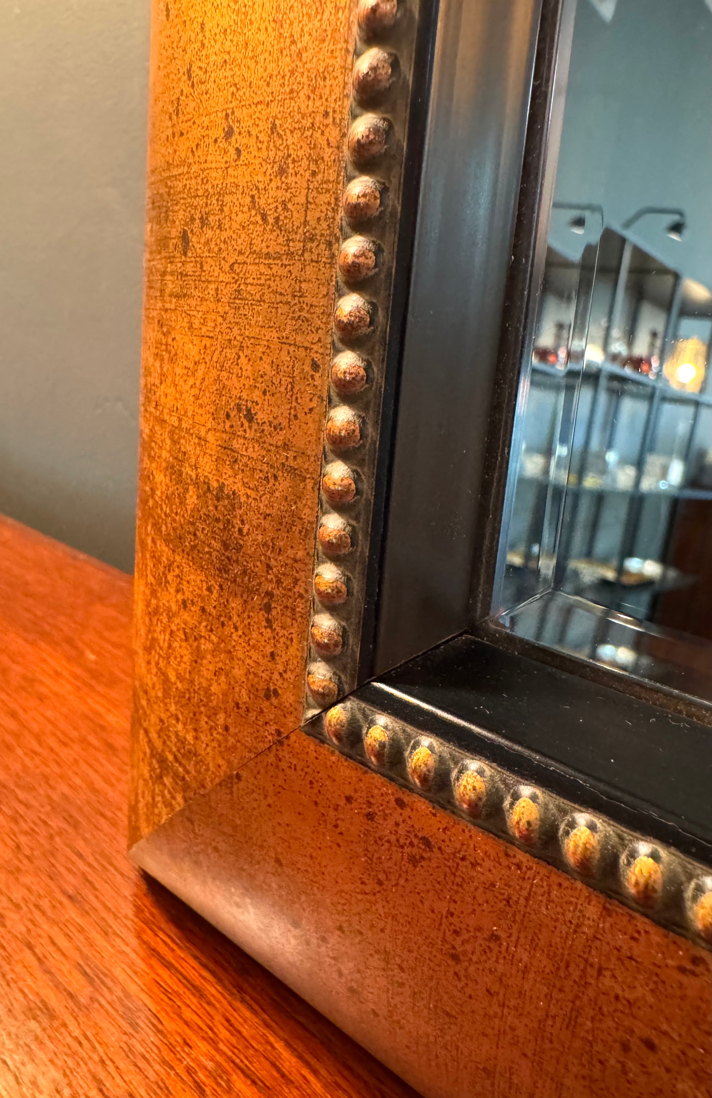 Burnished Gold Beaded Mirror