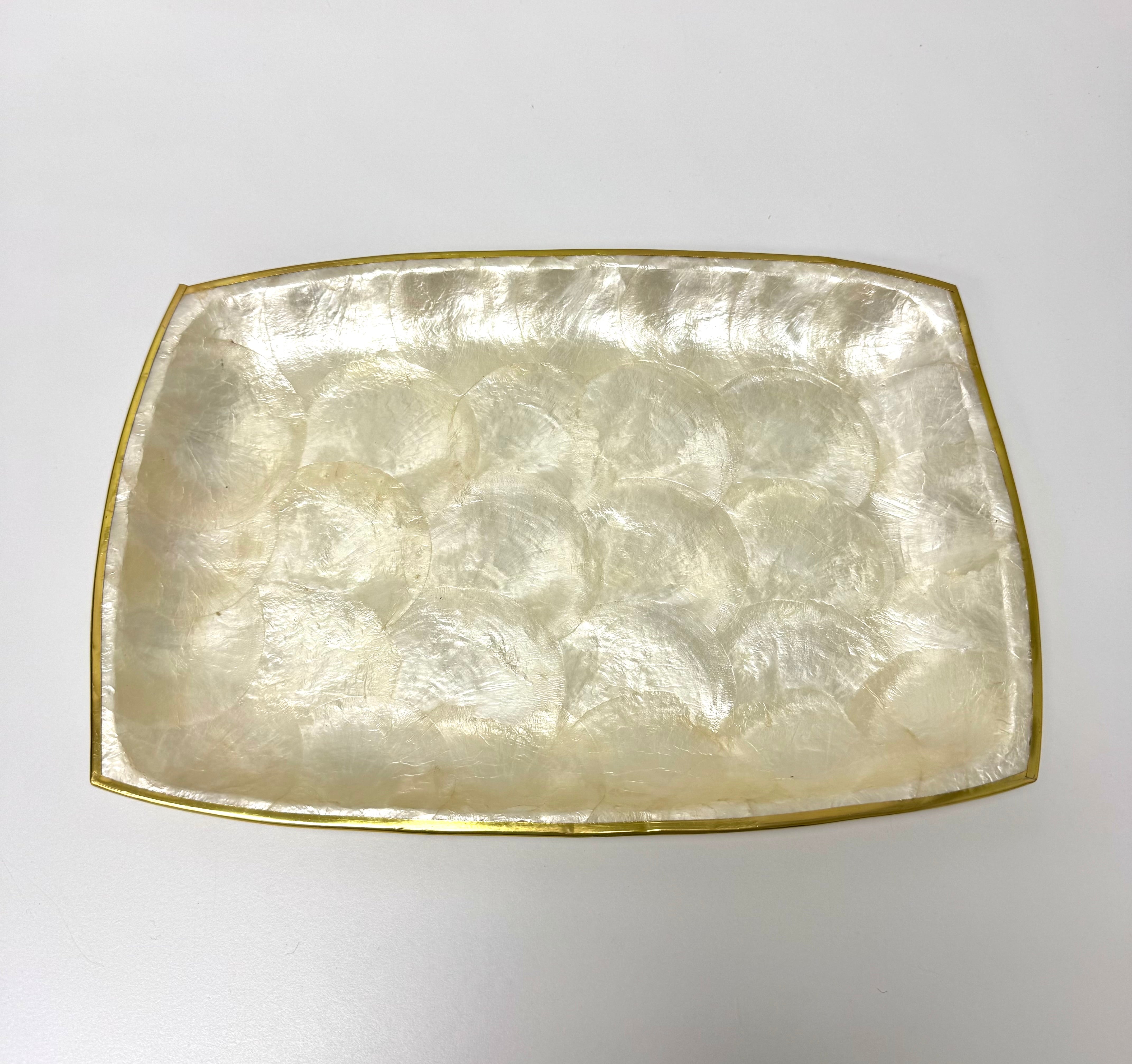 Capiz Tray with Gold Rim