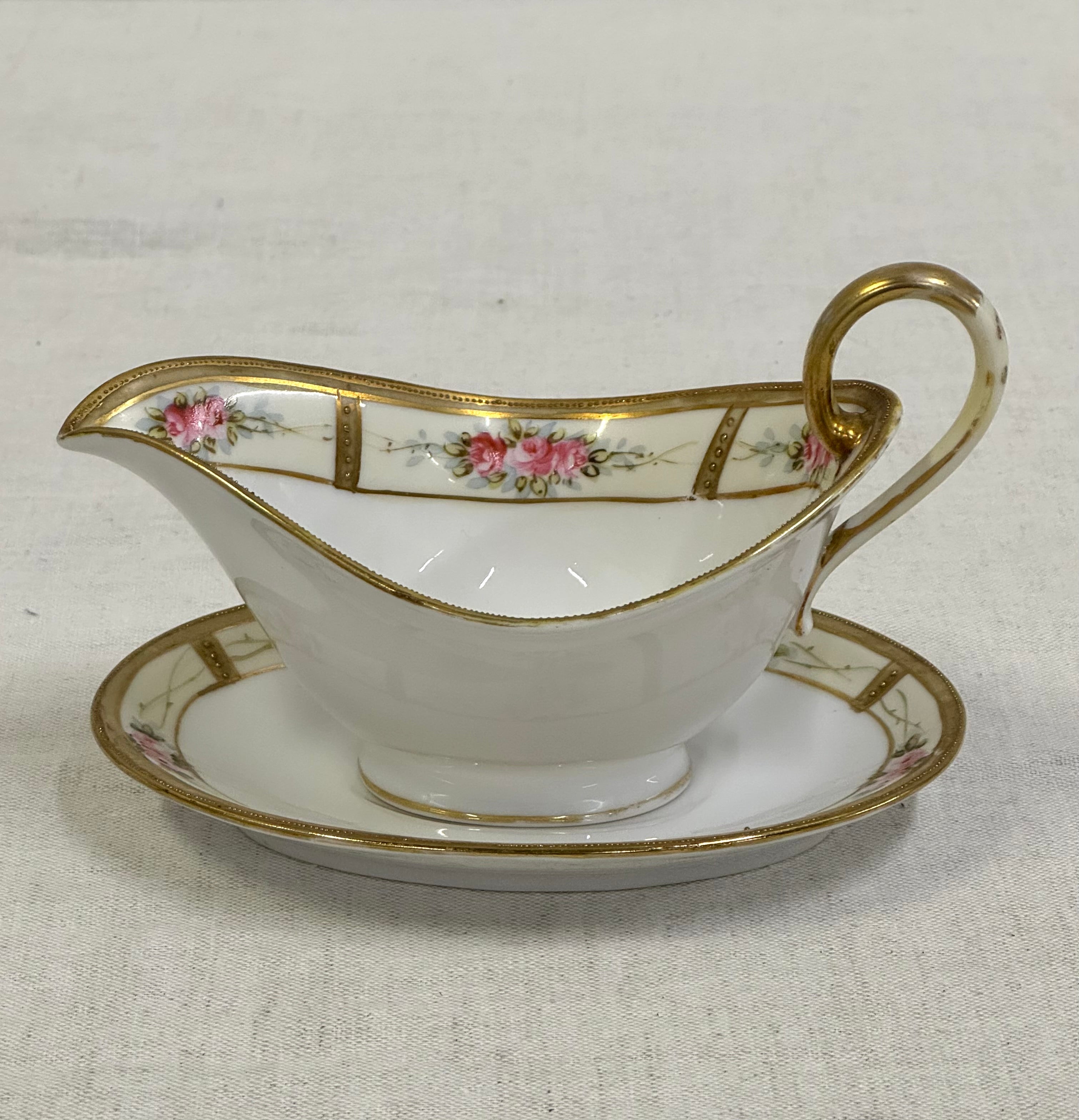 Antique NIPPON Sauce Boat with Plate