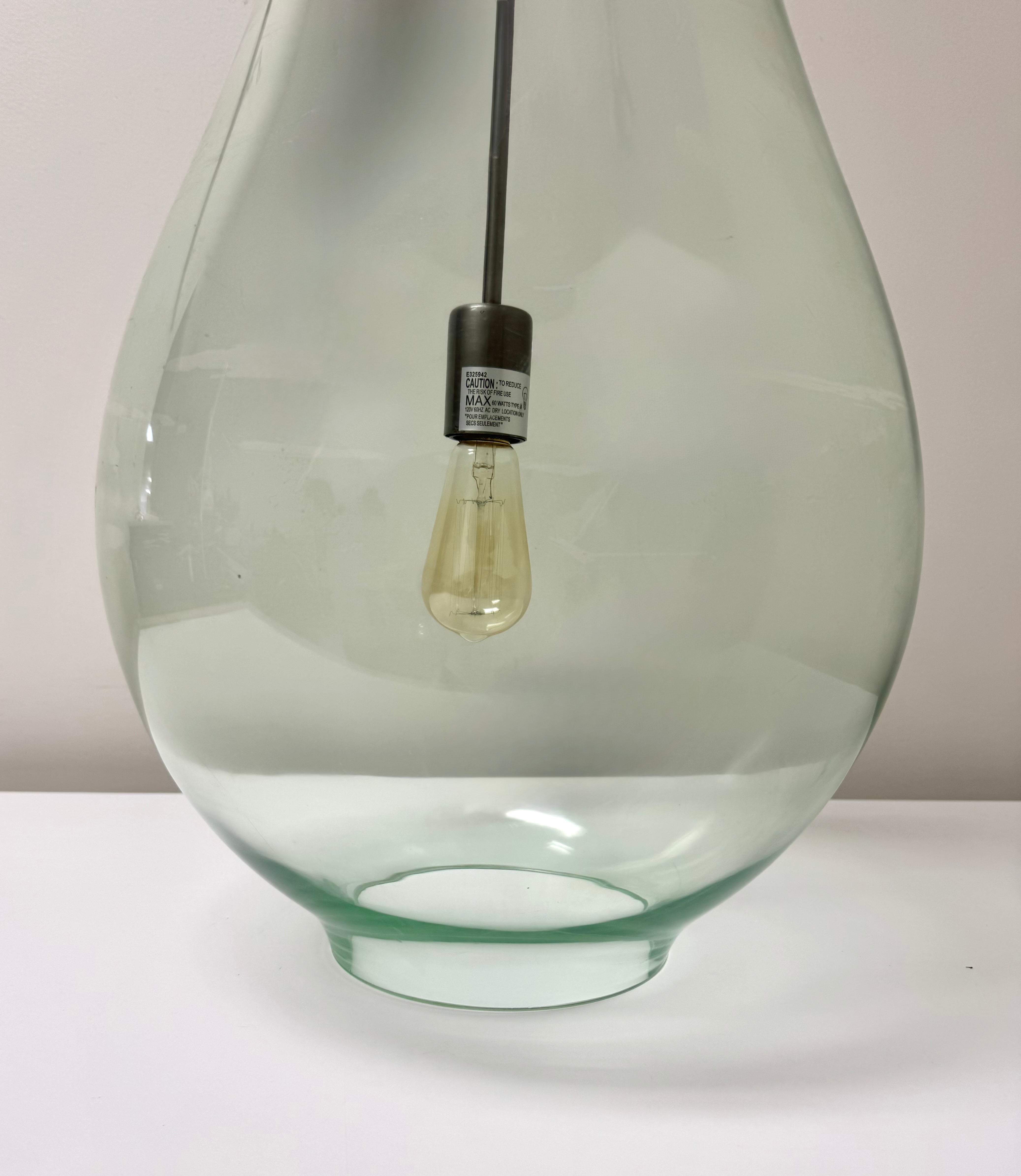 Green Glass Teardrop Large Pendant Light