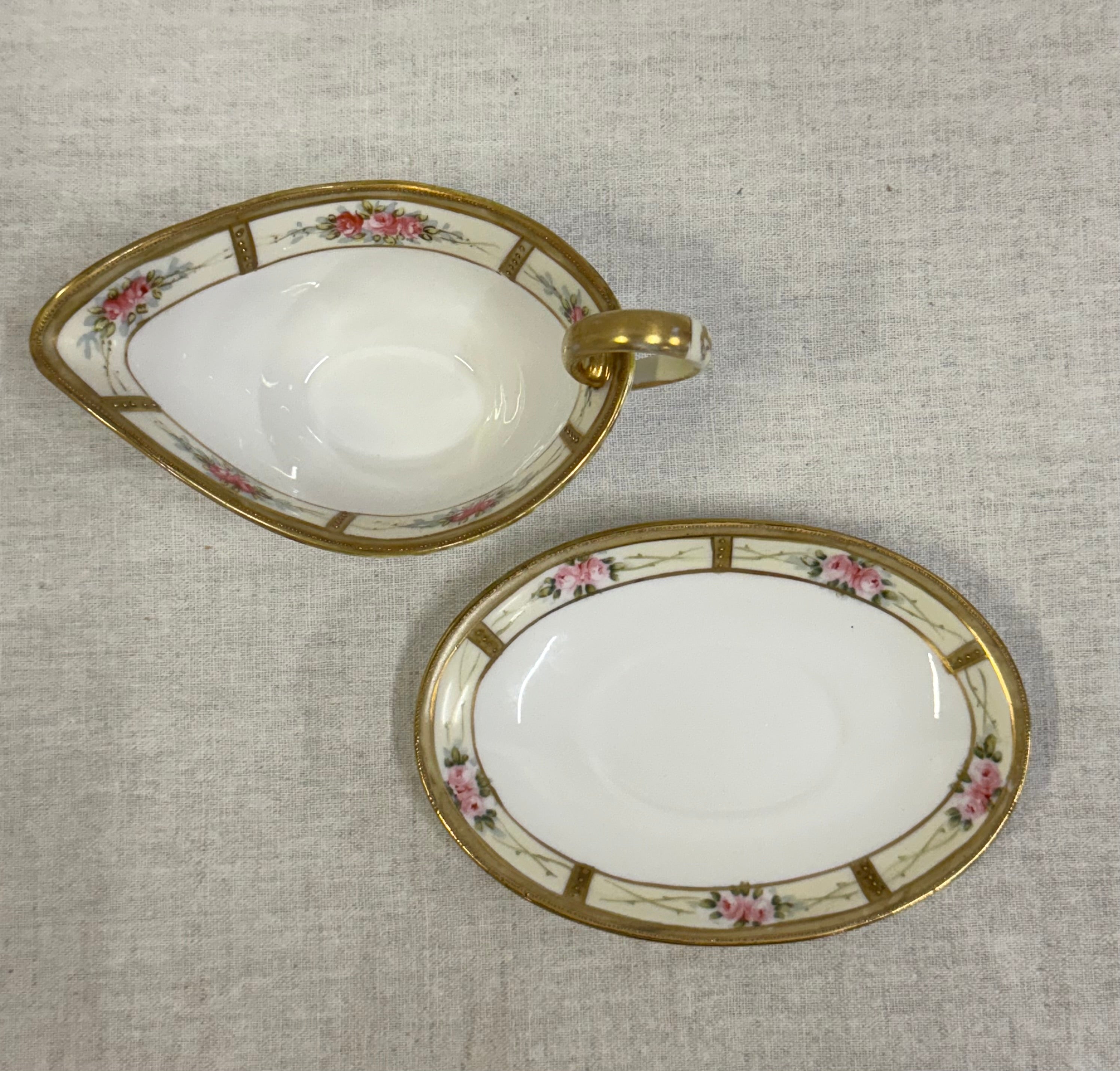 Antique NIPPON Sauce Boat with Plate