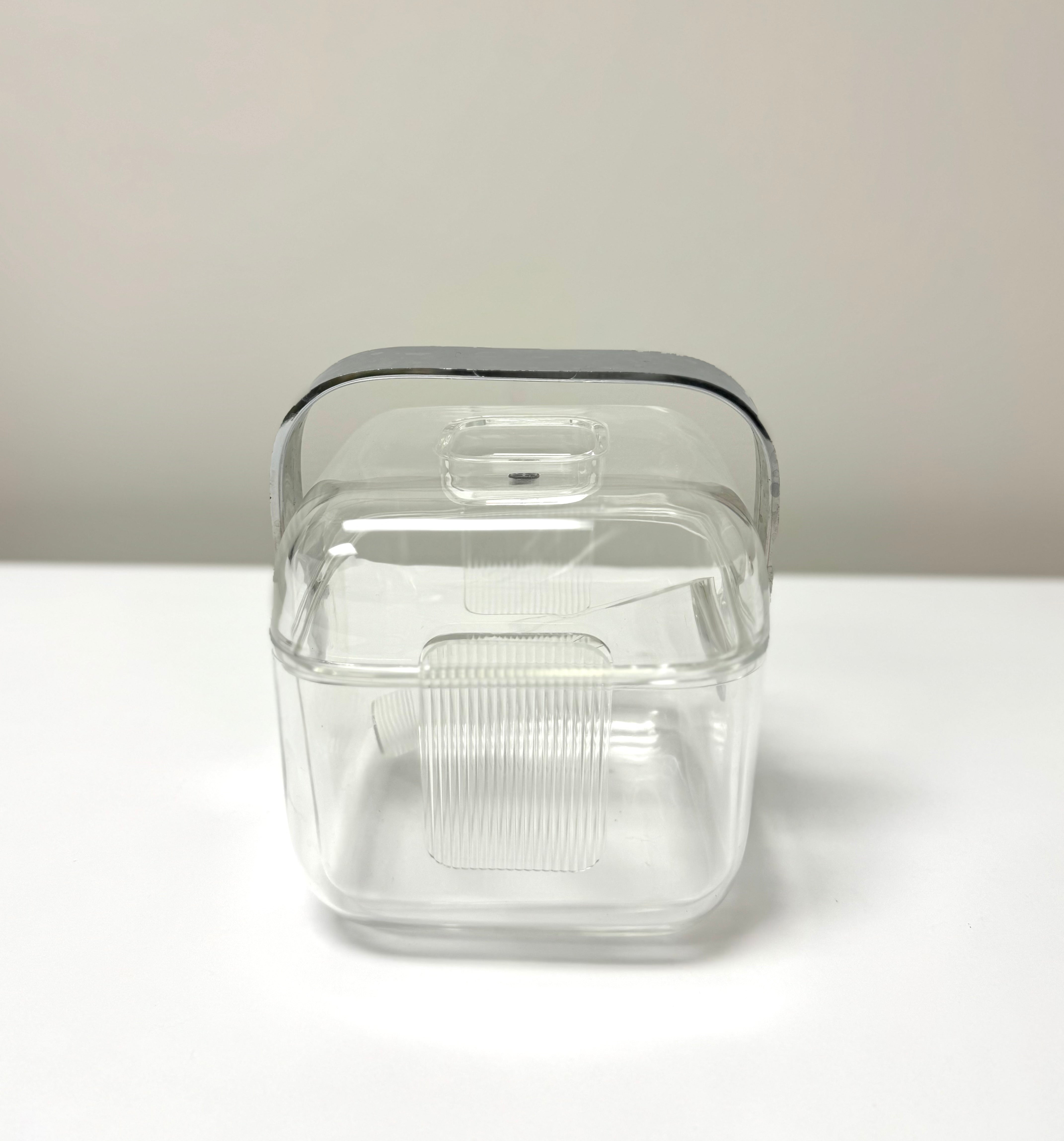 Vintage GUZZINI Lucite Ice Bucket with Liner & Tongs
