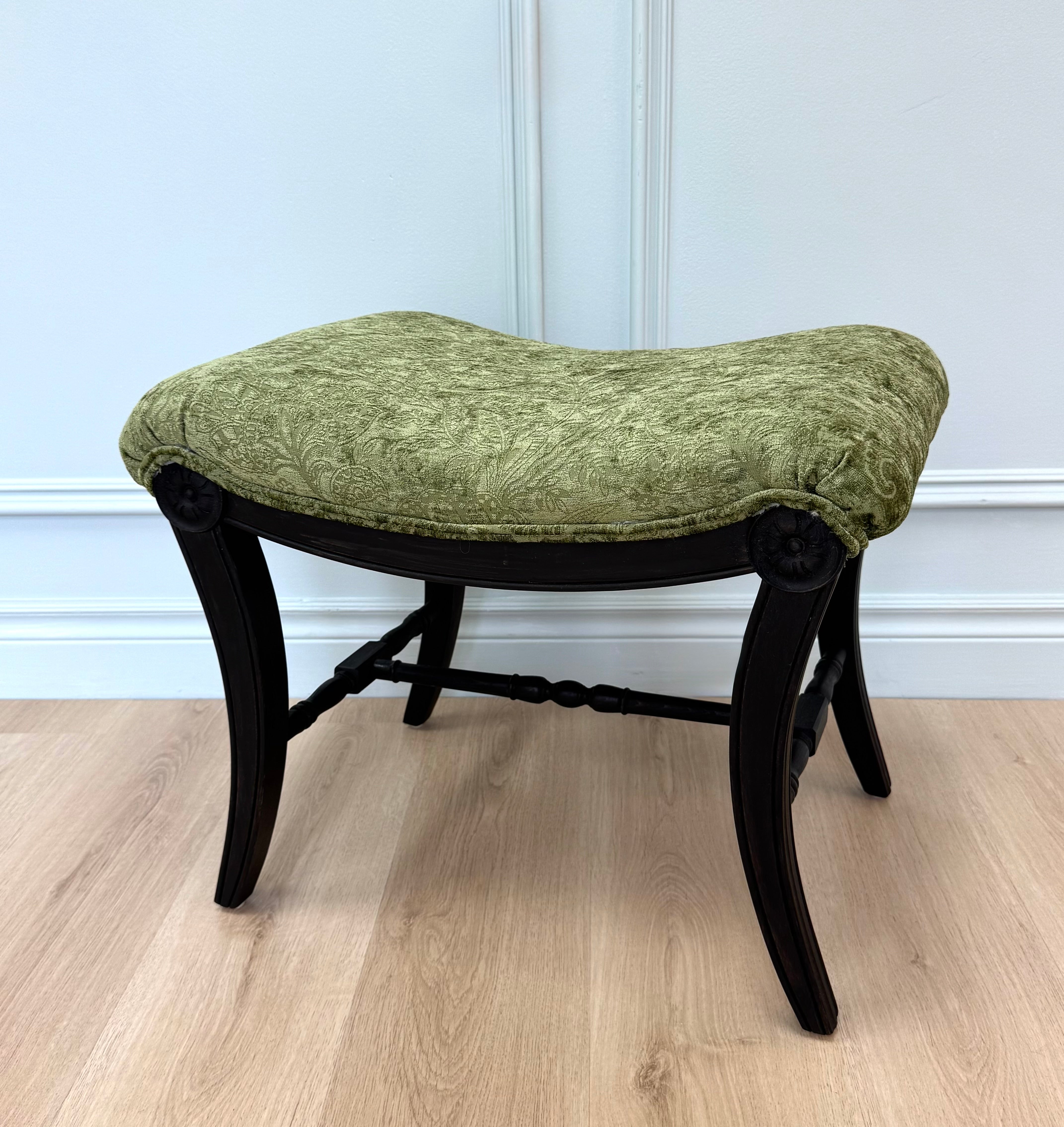 NEW Green Velvet Damask Bench