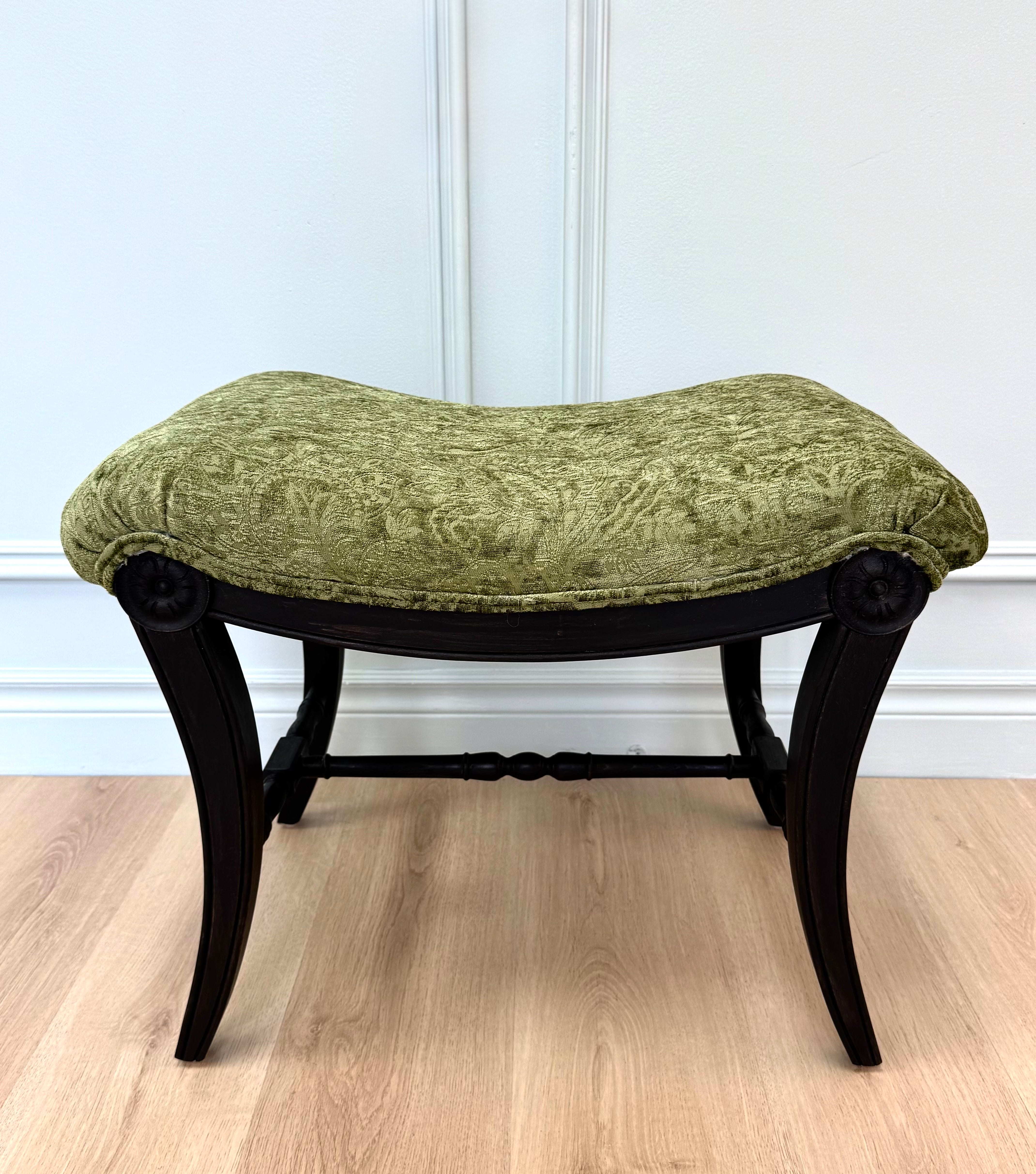 NEW Green Velvet Damask Bench
