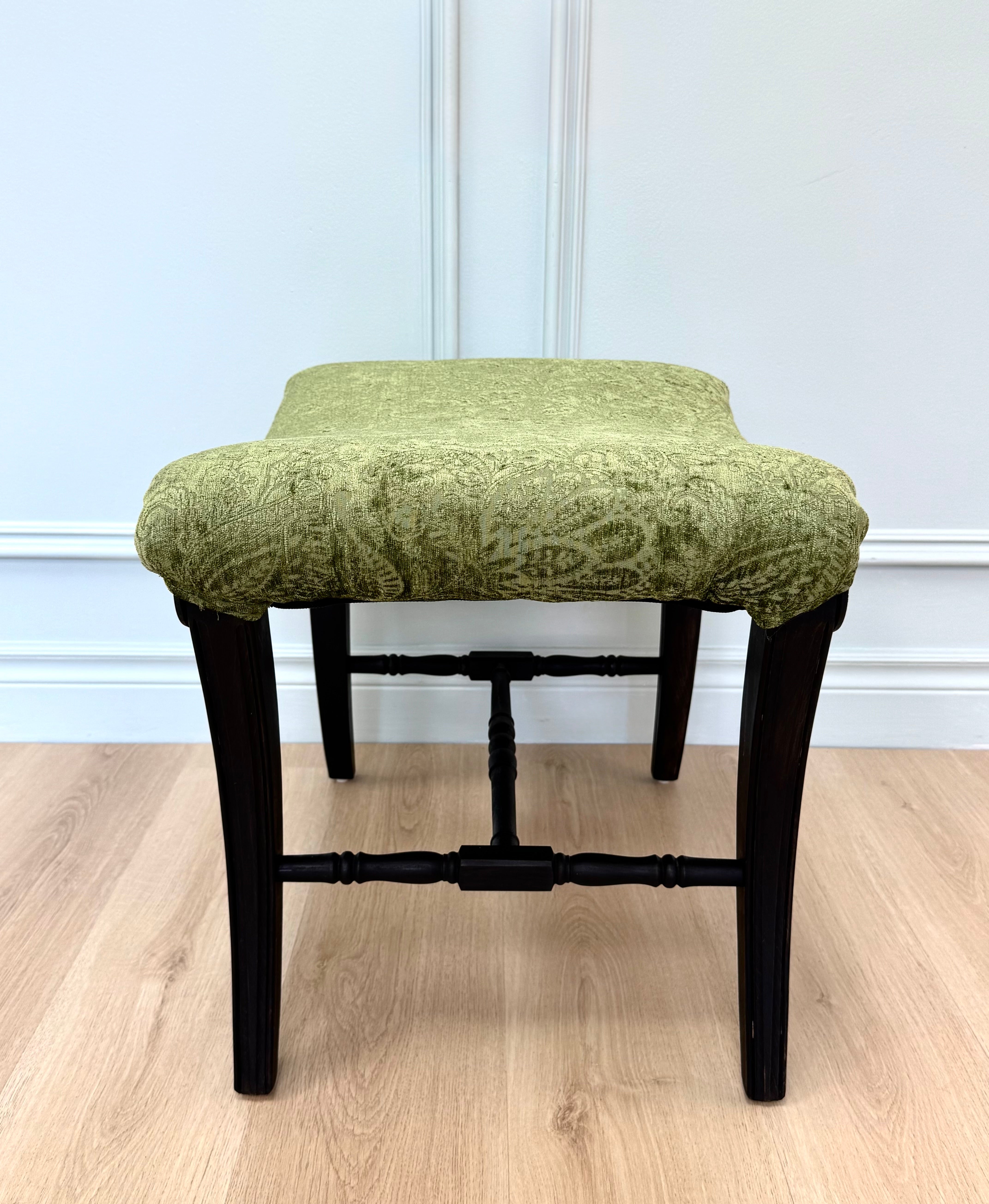 NEW Green Velvet Damask Bench