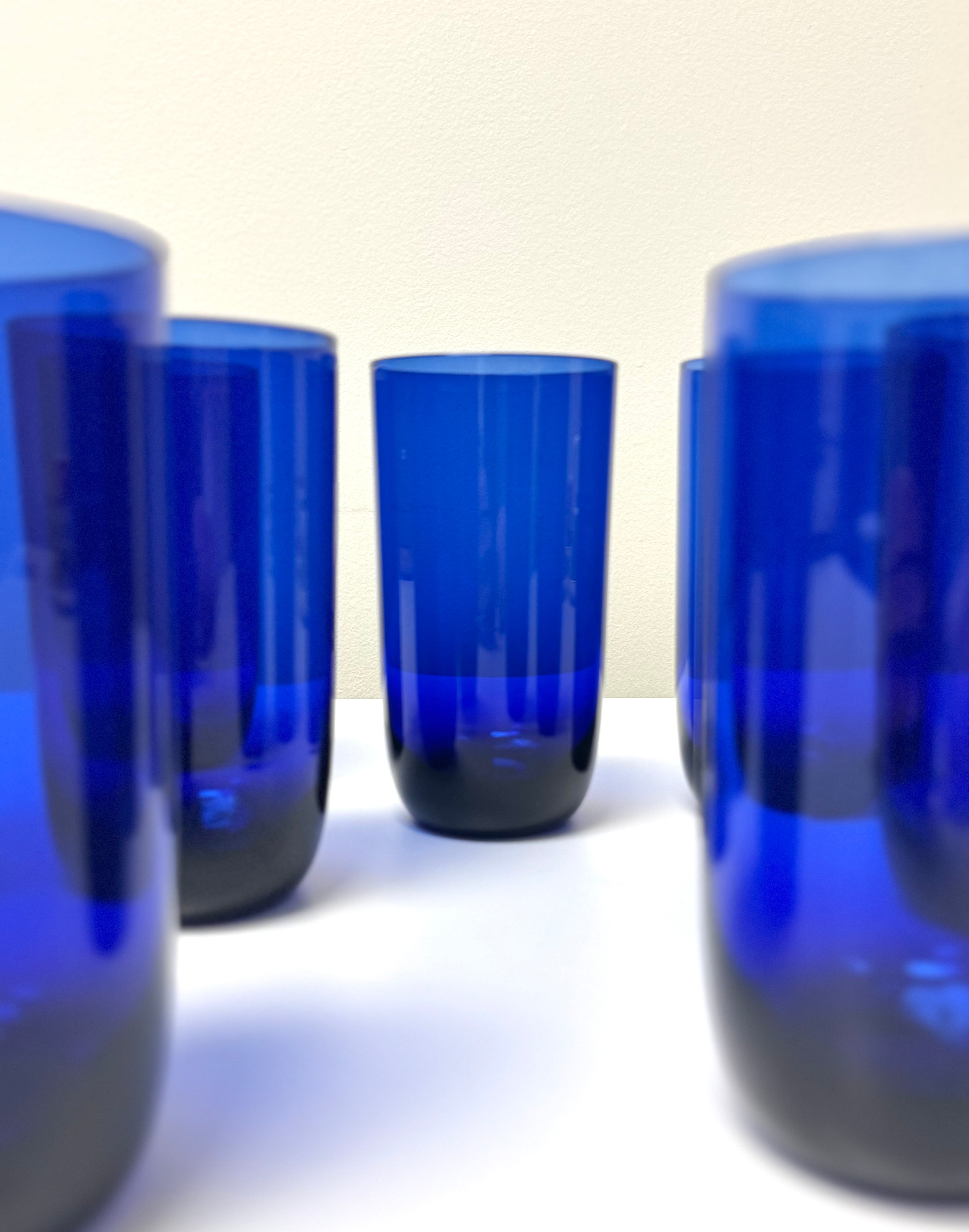 Vintage LIBBEY 'Metropolitan' Cobalt Tumblers Set of 8