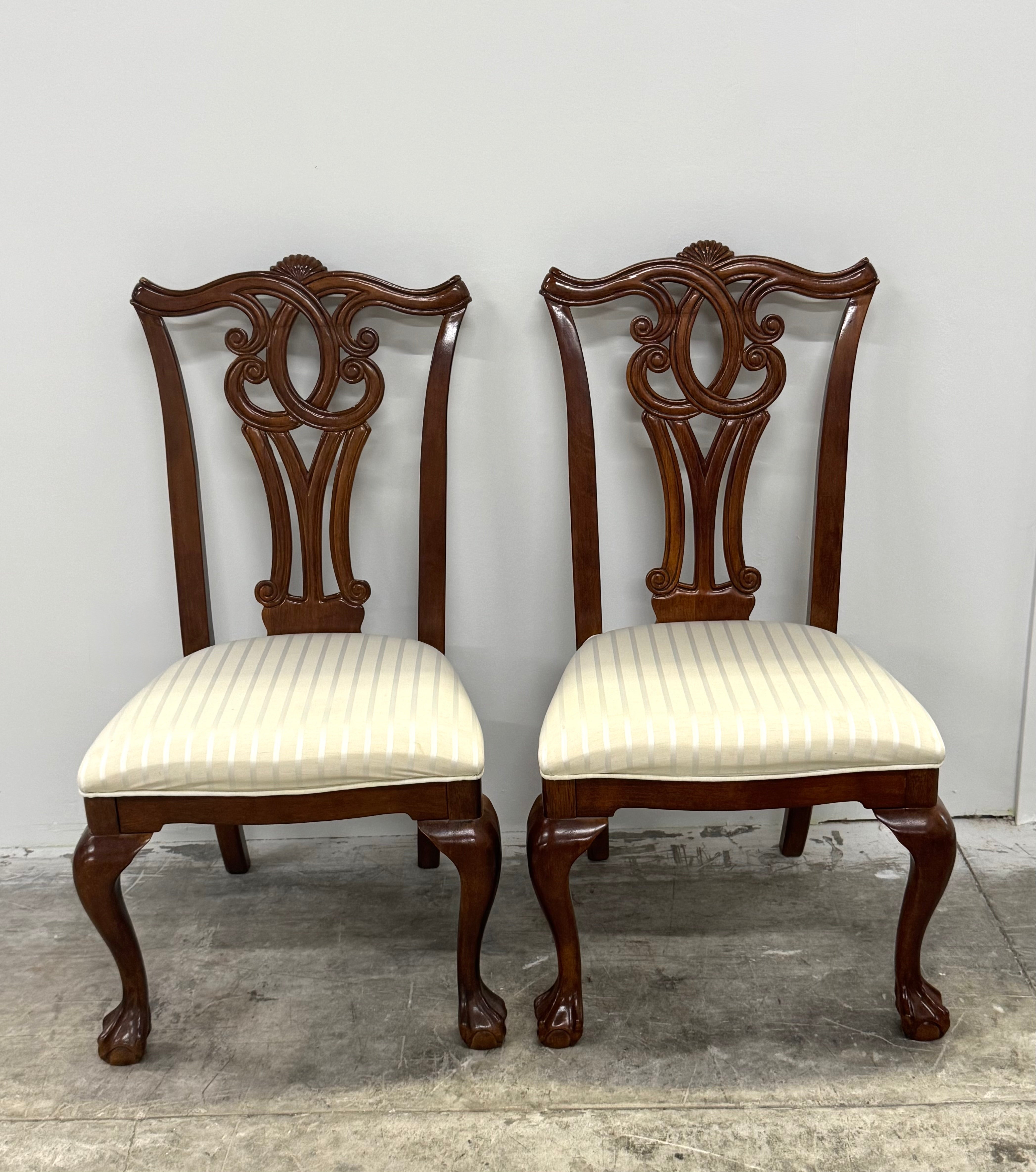 Mahogany Striped Dining Chairs Set of 2