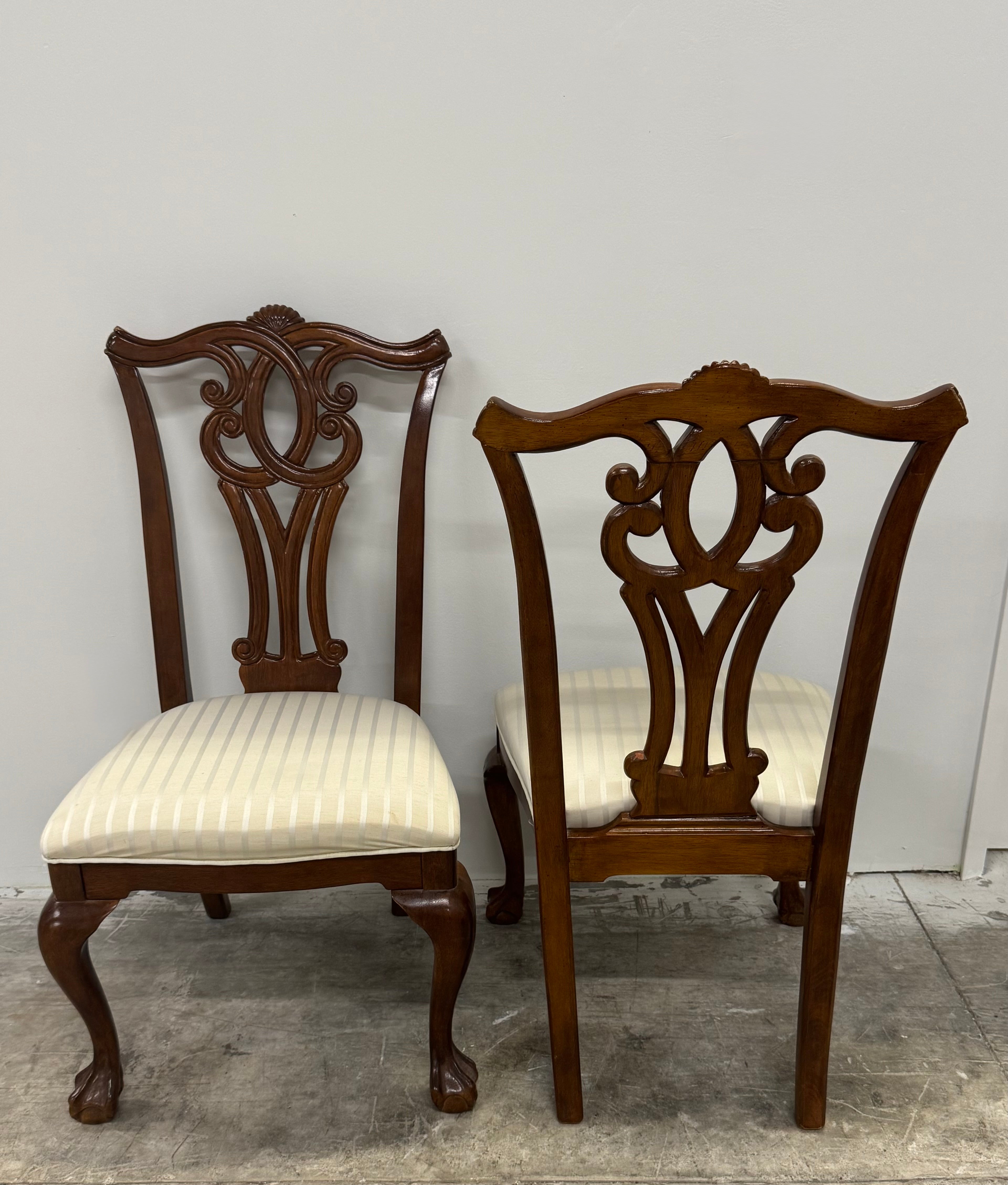 Mahogany Striped Dining Chairs Set of 2