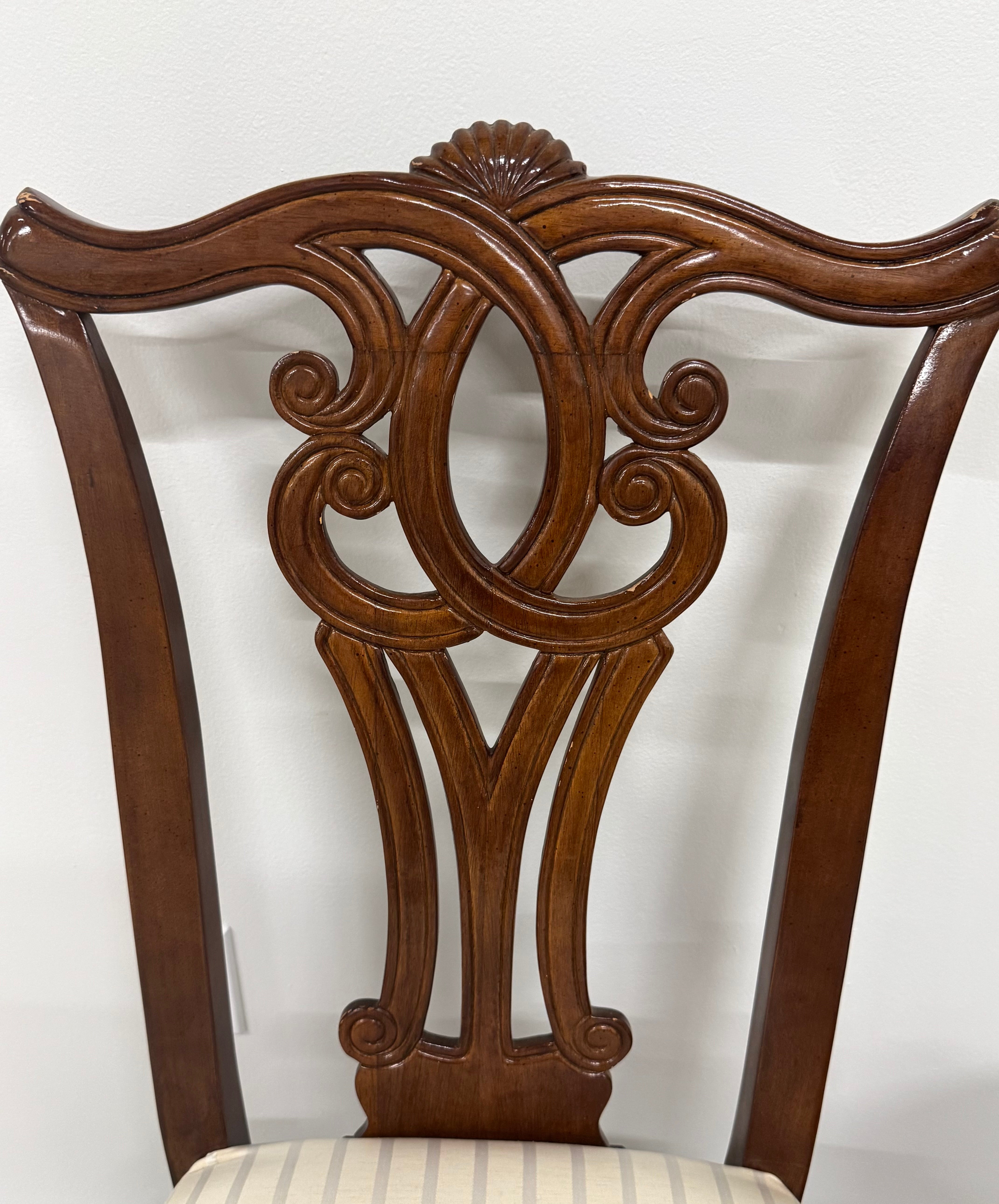 Mahogany Striped Dining Chairs Set of 2