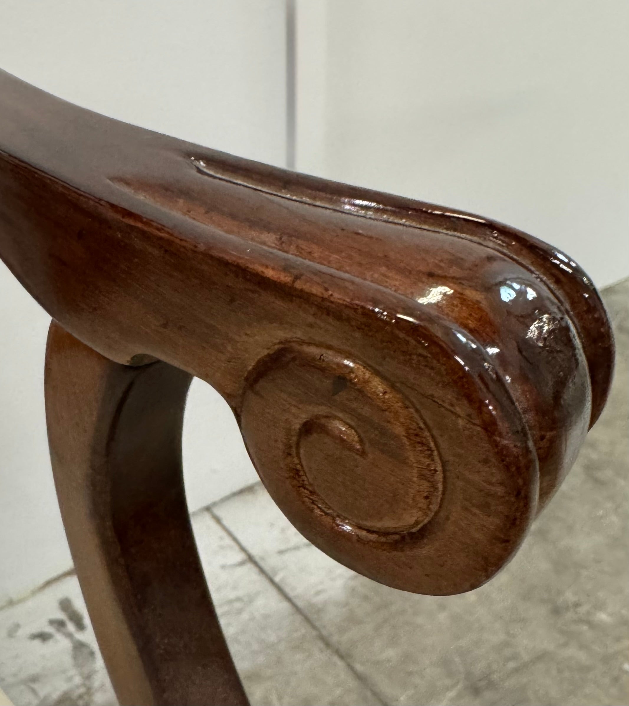 Mahogany Striped Dining Arm Chairs Set of 2