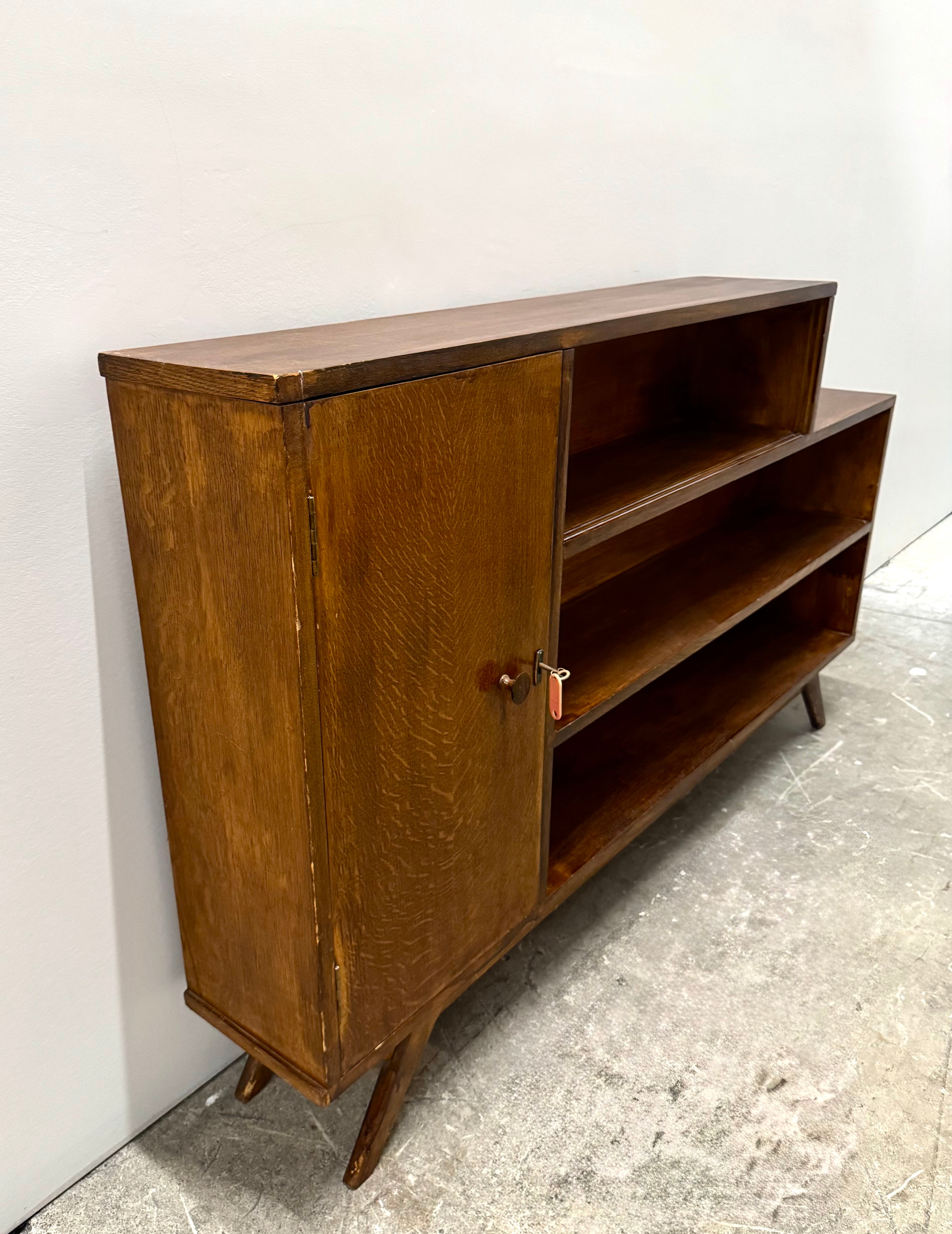 Vintage MCM Oak Console
