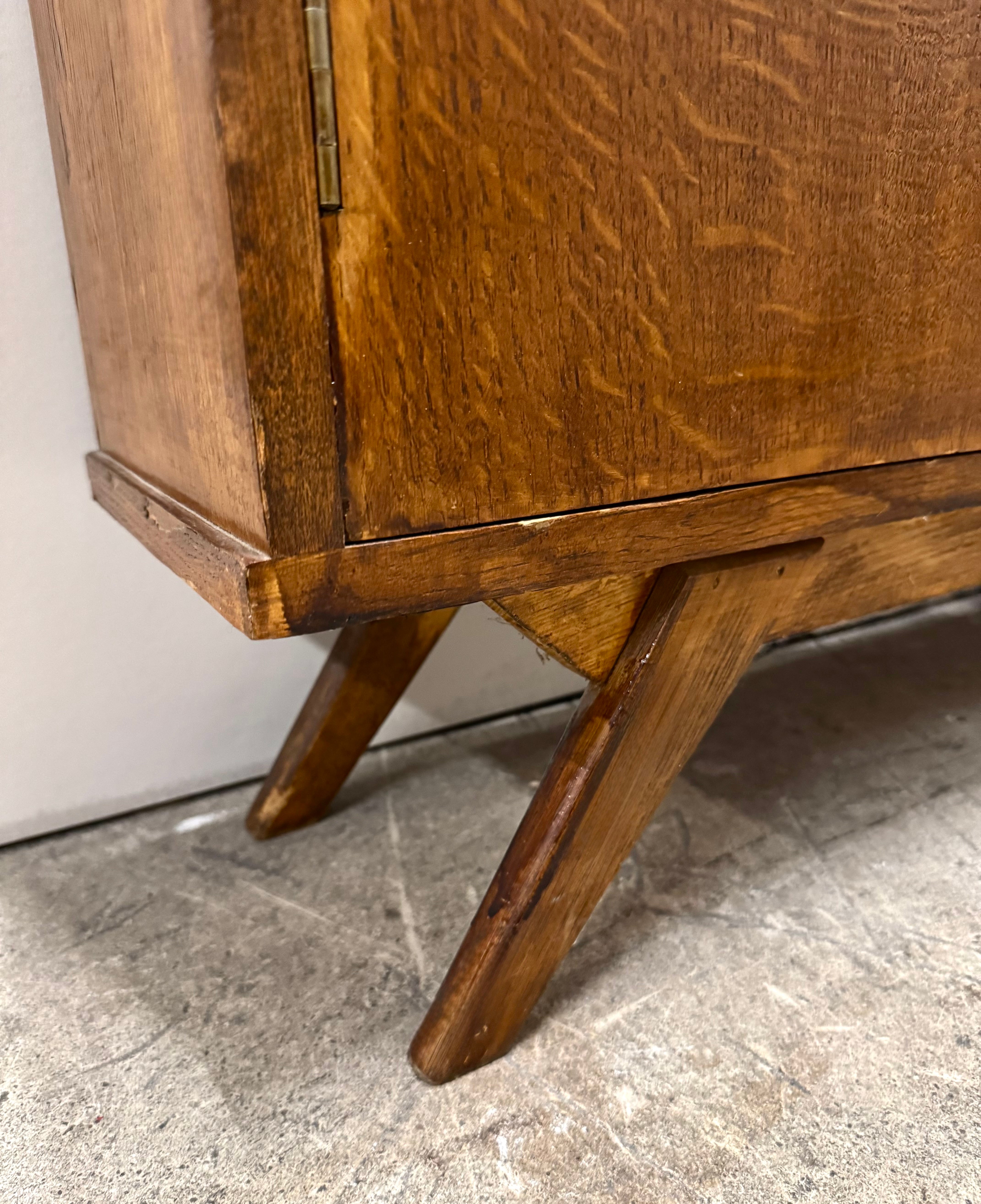 Vintage MCM Oak Console